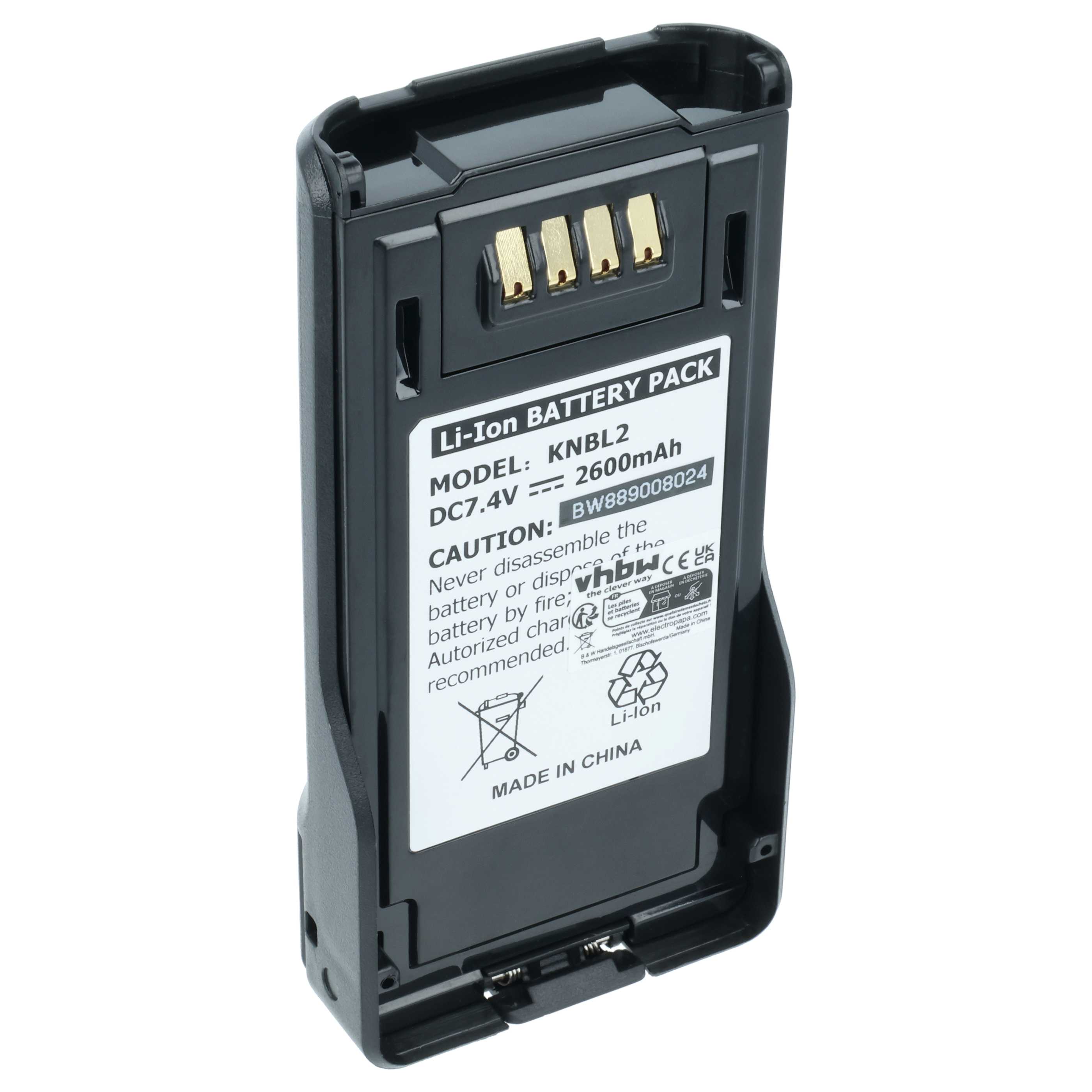 Batteria sostituisce Kenwood KNB-L2M, KNB-L2, KNB-L1, KNB-L3 per dispositivo radio - 2600mAh 7,4V Li-Ion