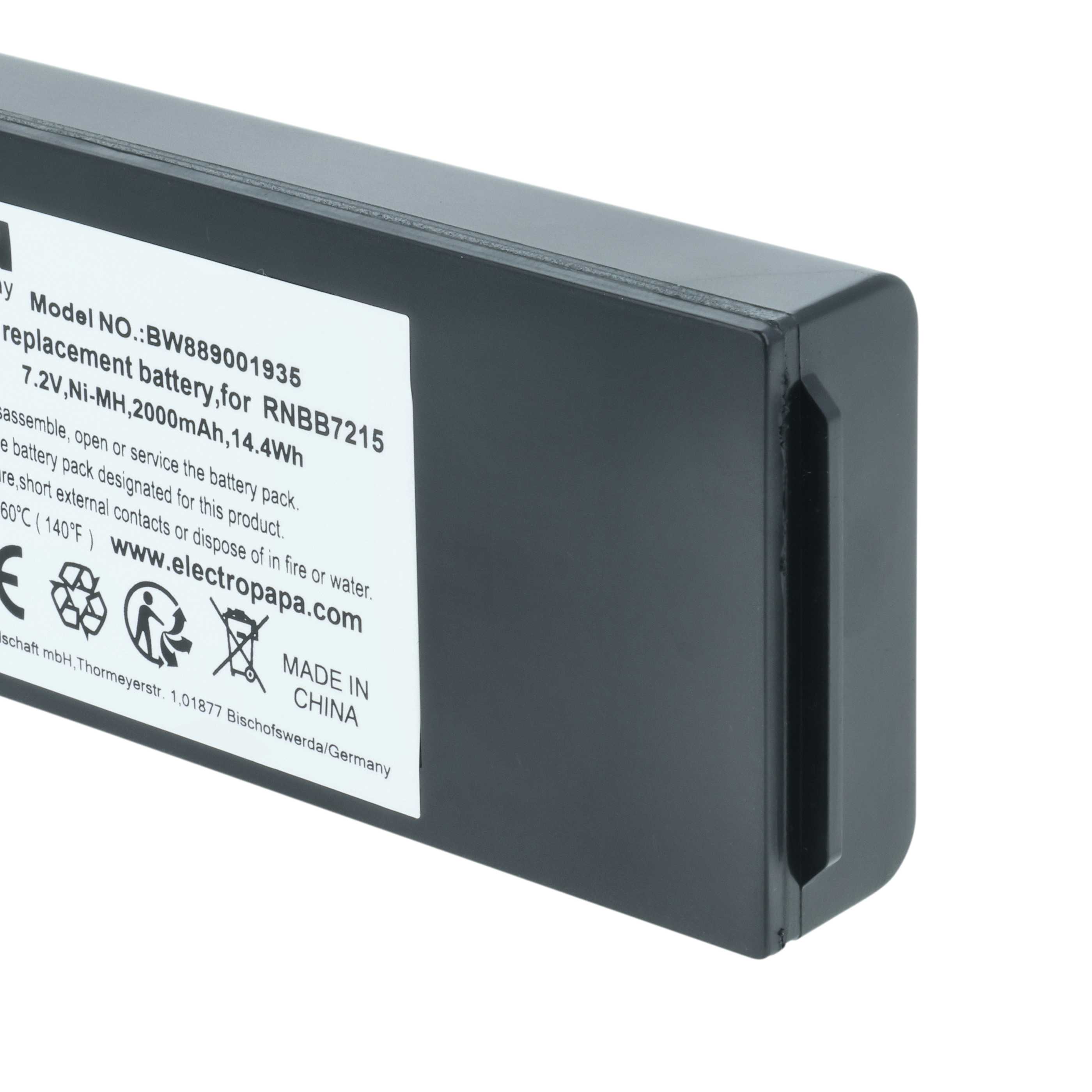 Batterie (5 pièces) remplace Hiab 2250201, 2.250.2011, 2.250.1000, 2.250.2010, 22501000 - 2000mAh 7,2V NiMH