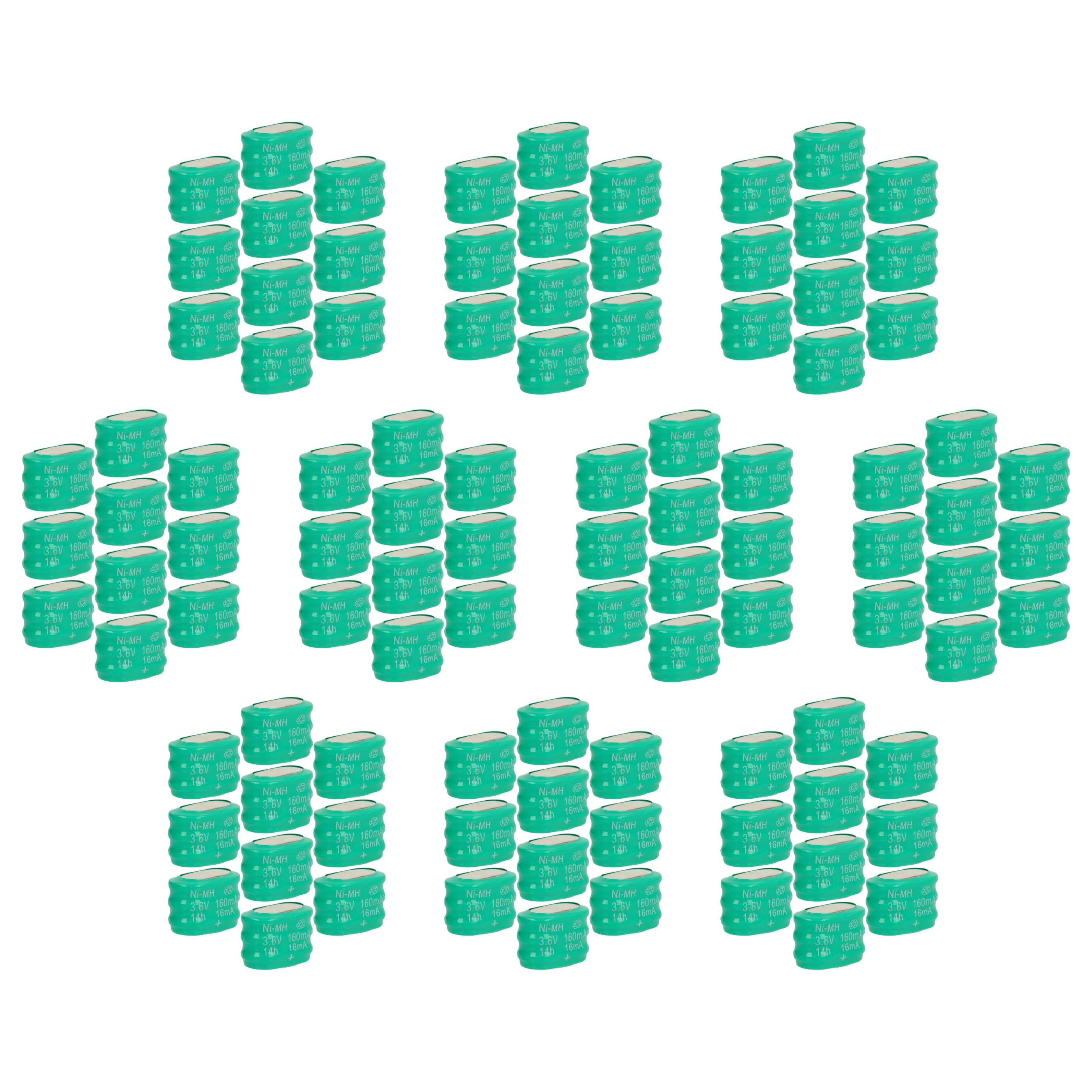 100x Button Cell Battery Type 3/V150H for Model Building Solar Lamps etc. - 150 mAh 3.6 V NiMH