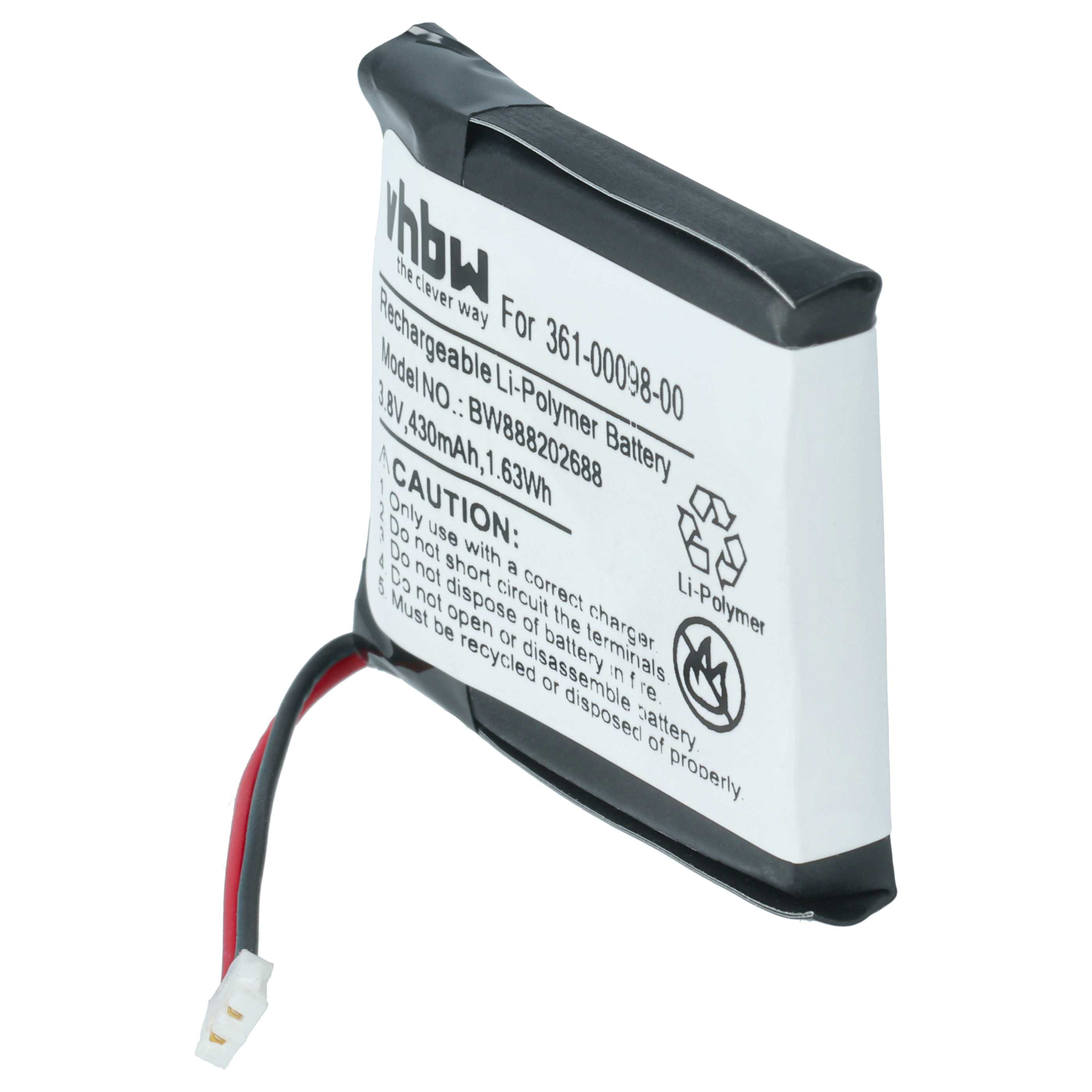 Smartwatch Battery replaces Garmin 361-00098-00 - 410 mAh 3.8 V Li-polymer