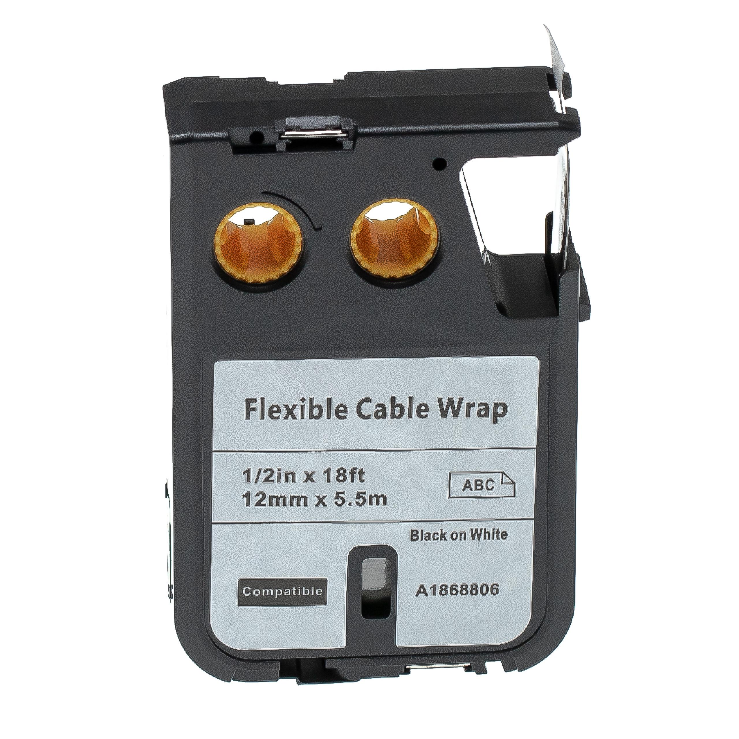 Cassetta nastro sostituisce Dymo 1868806 per etichettatrice Dymo 12mm nero su bianco, Flexible Cable Wrap