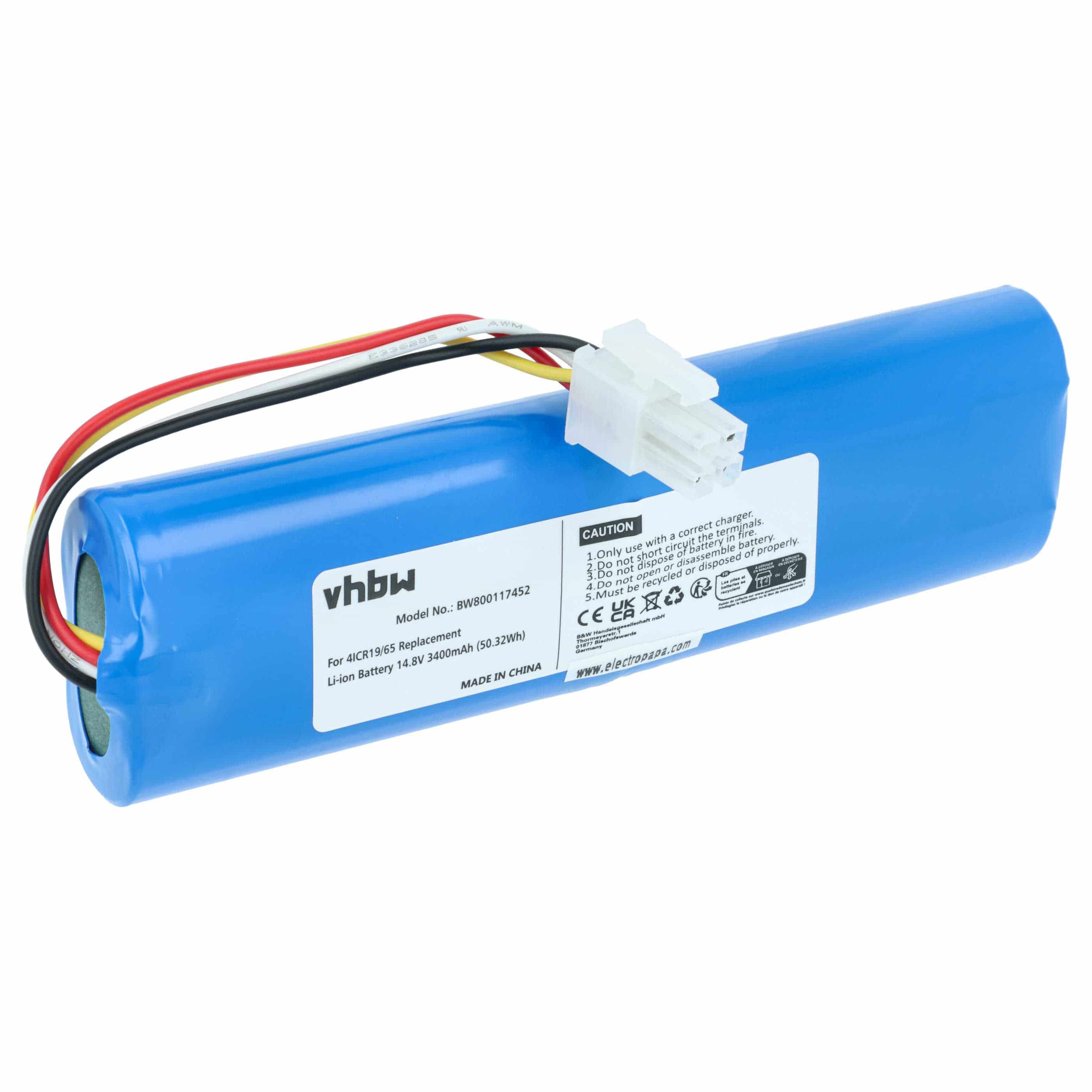 Battery replaces Philips 4ICR19/65, CP0111/01 for Philips 3400mAh, 14.8V, Li-Ion