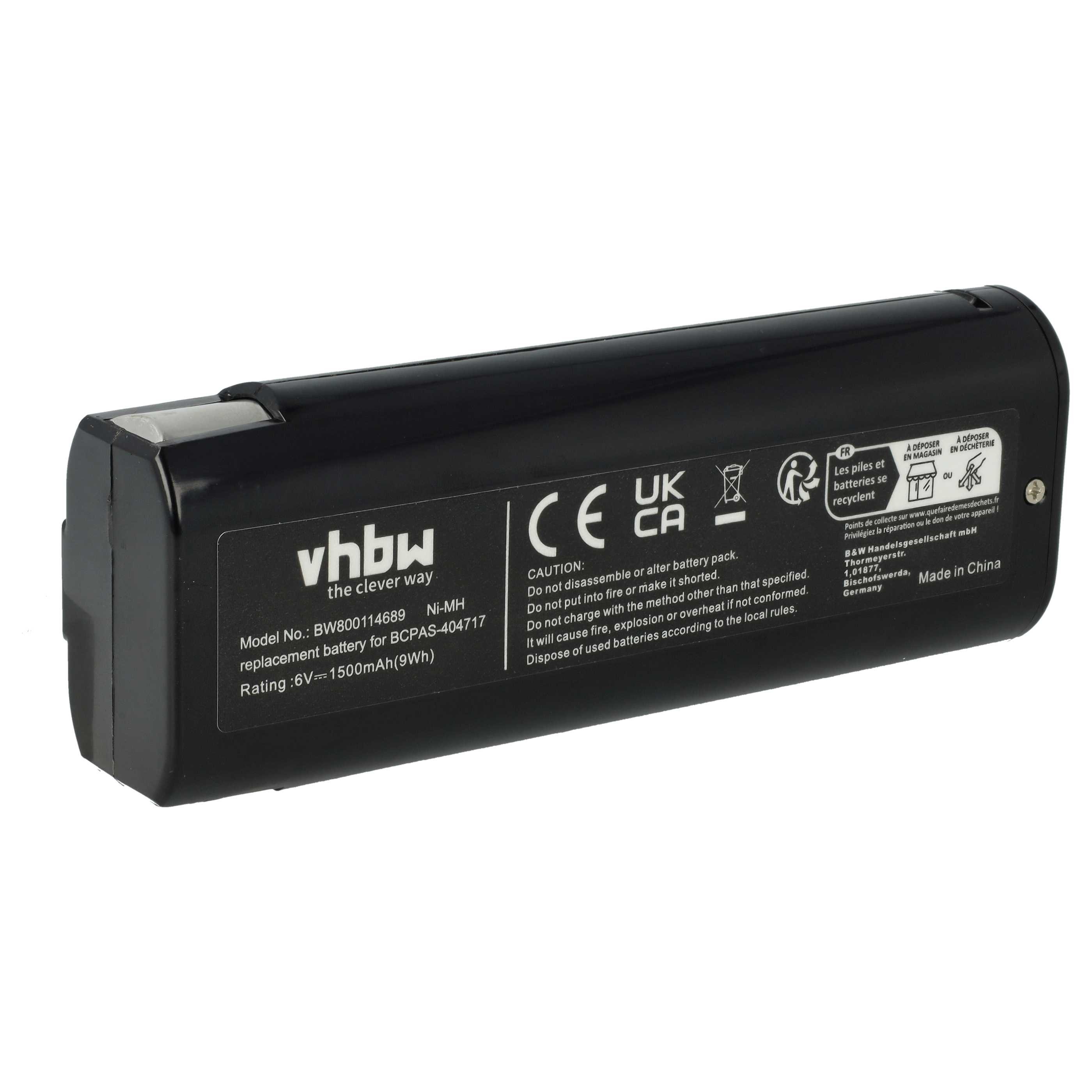 Battery replaces Paslode 900421, 900400, 900420, 404400, 404717 for Electric Power Tool - 1500 mAh, 6 V, NiMH