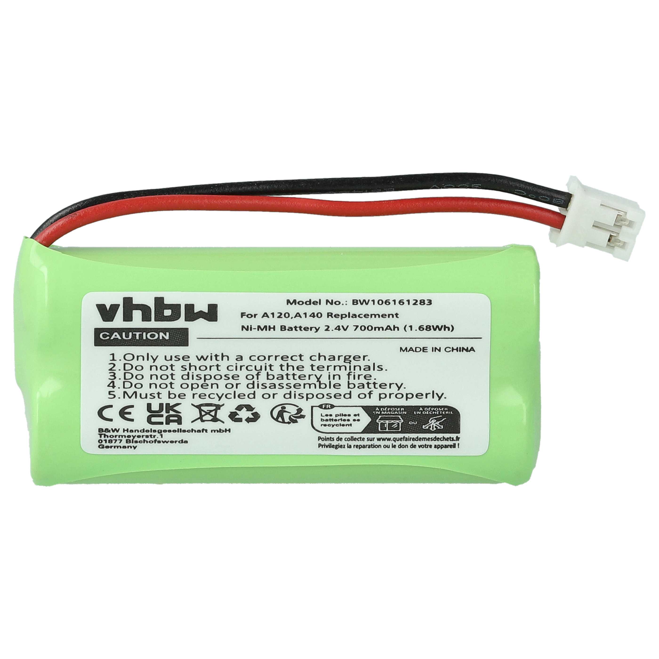 5x Batteries remplace 55AAAHR2BMX, 220382C1, 220436C1, 41AAAH2BMX pour téléphone T-Com - 700mAh 2,4V NiMH
