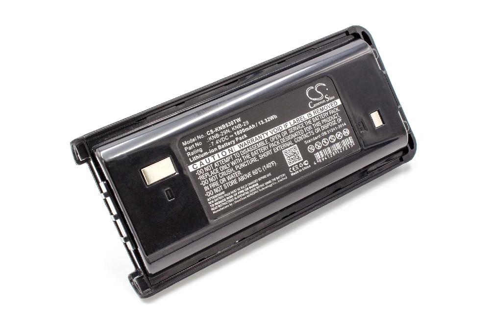 Batería reemplaza Kenwood BPKNB29MHXT-1, BPKNB29MH para radio, walkie-talkie Kenwood - 1800 mAh 7,4 V Li-Ion