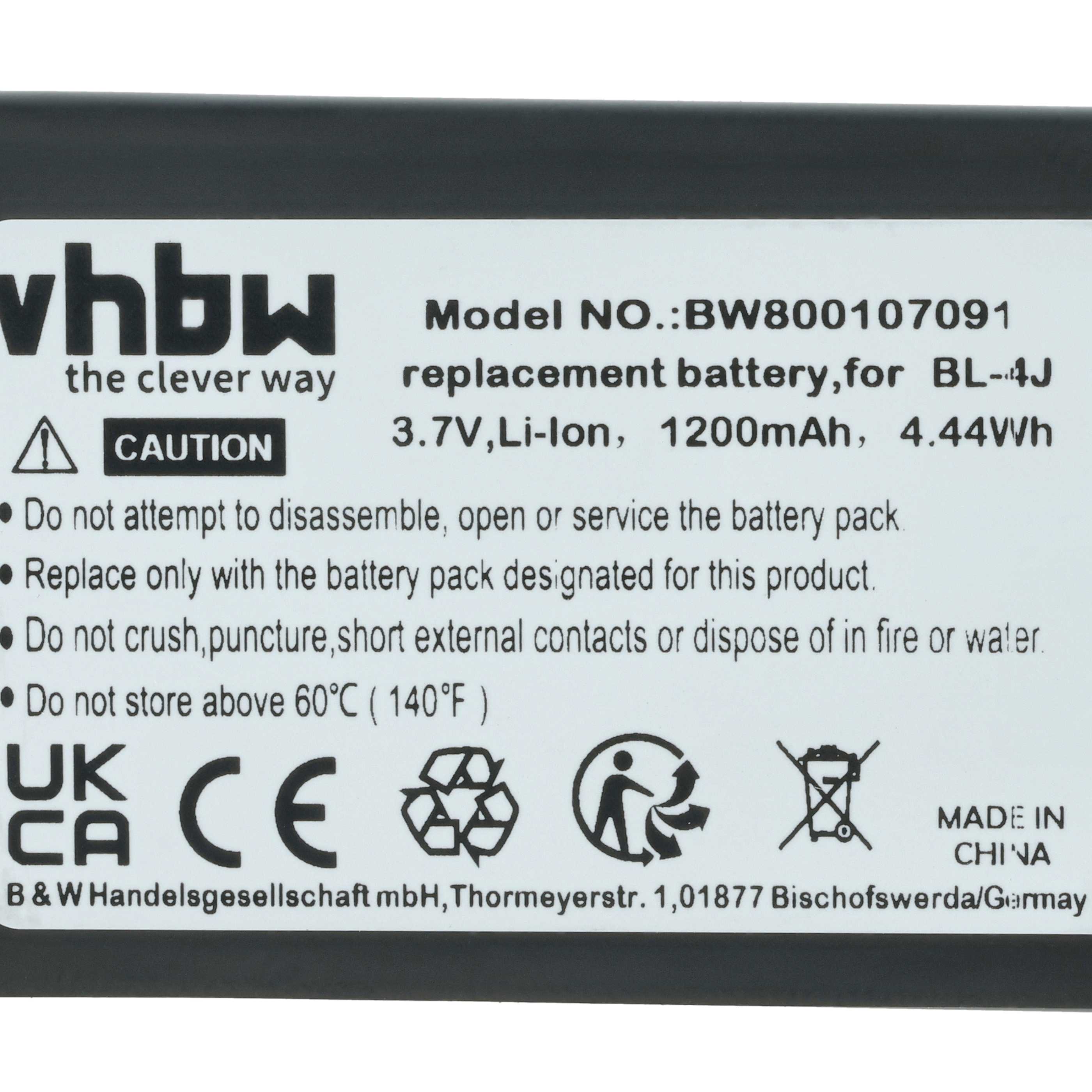 Akumulator do telefonu smartfona zamiennik Nokia BL-4J - 1200 mAh 3,7 V Li-Ion