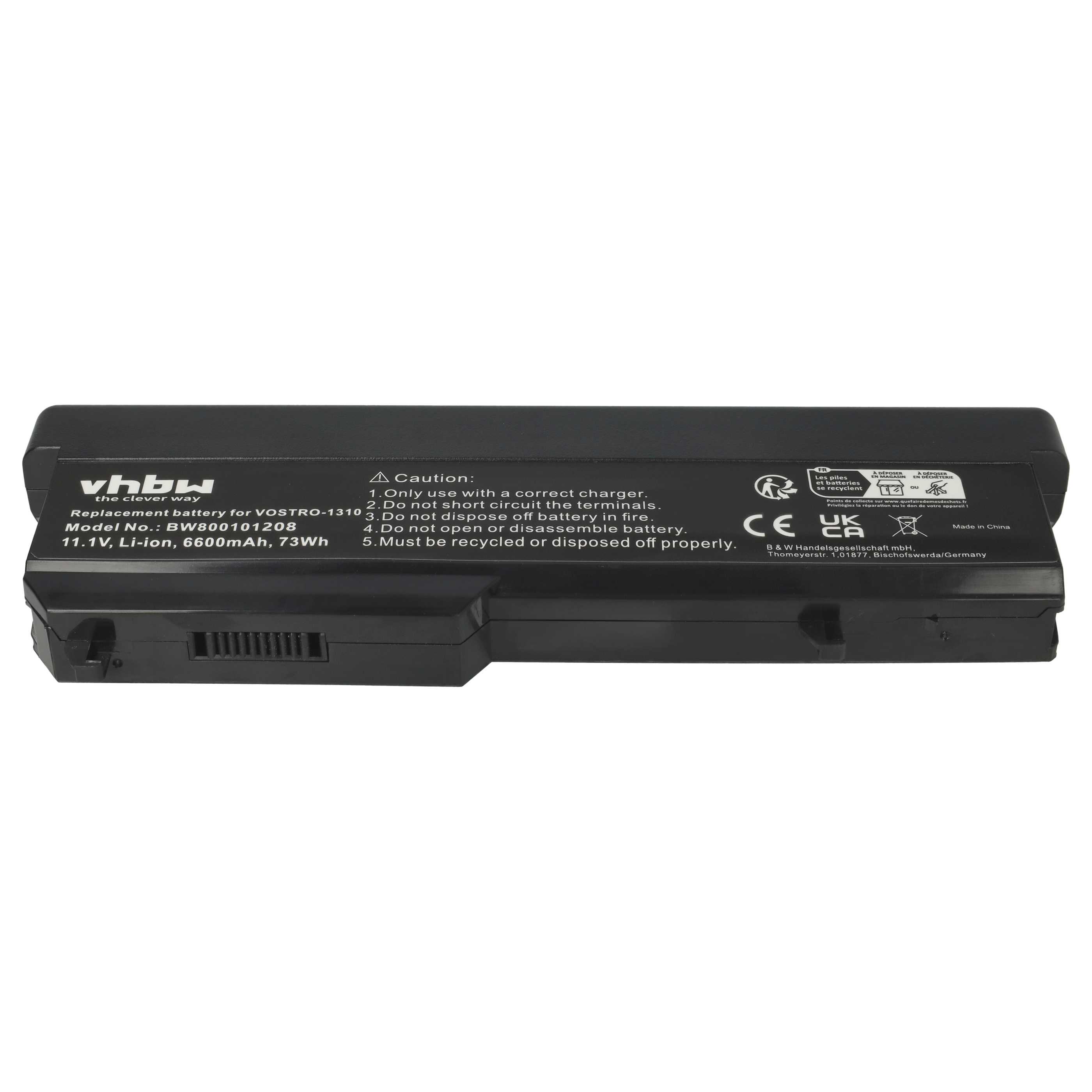 Batteria sostituisce Dell 312-0724, 0K738H, 0N950C, 0N956C, 0N958C per notebook - 6600mAh 11,1V Li-Ion nero