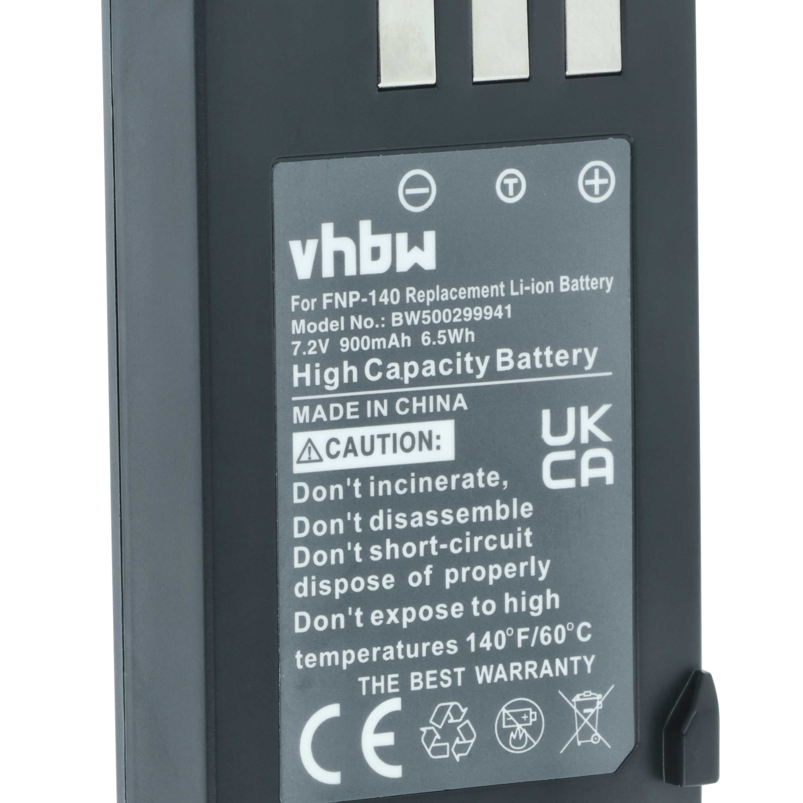 3x Battery replaces Fujifilm NP-140 - 900mAh, 7.2V, Li-Ion