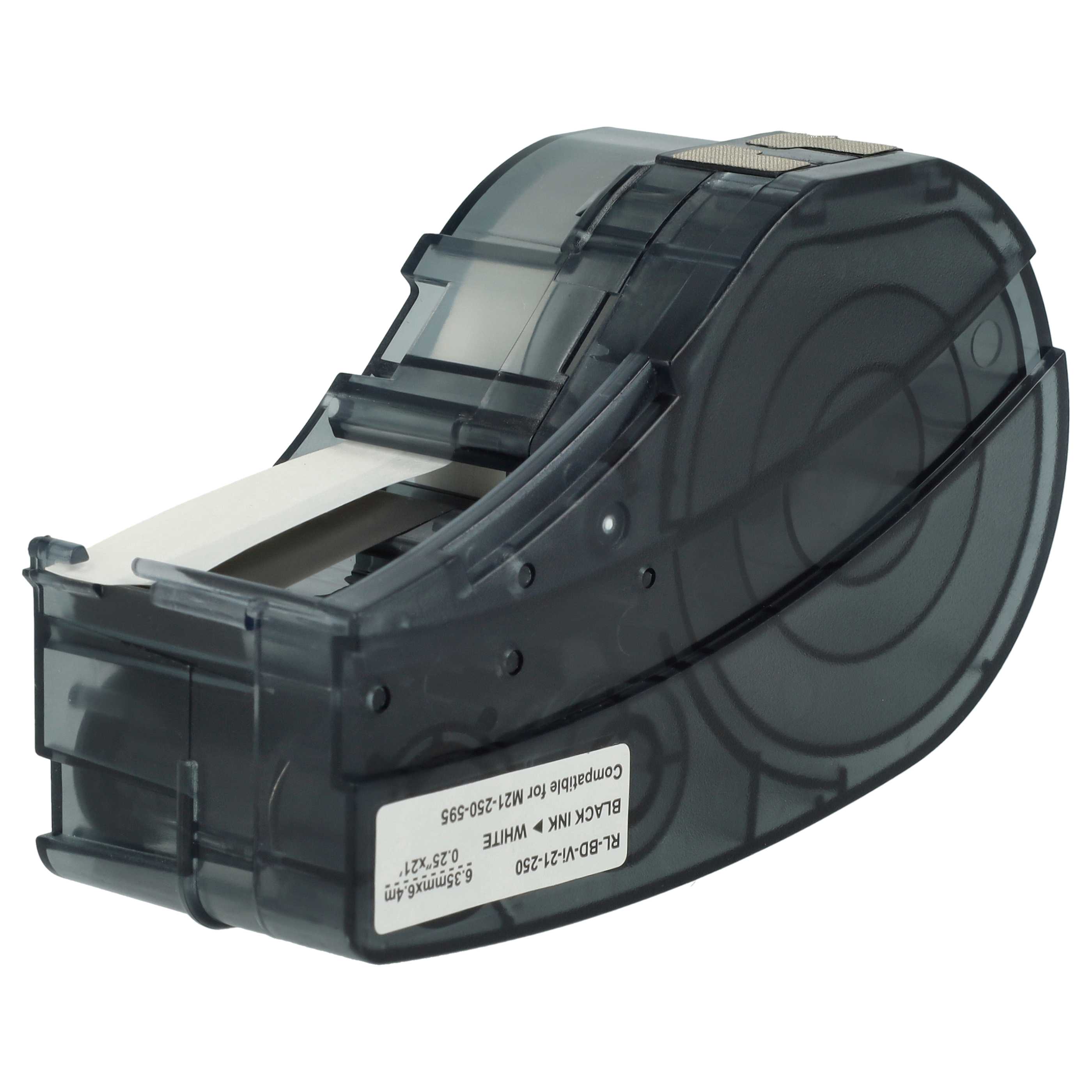 Cassetta nastro sostituisce Brady M21-250-595-WT per etichettatrice Brady 6,35mm nero su bianco, vinile