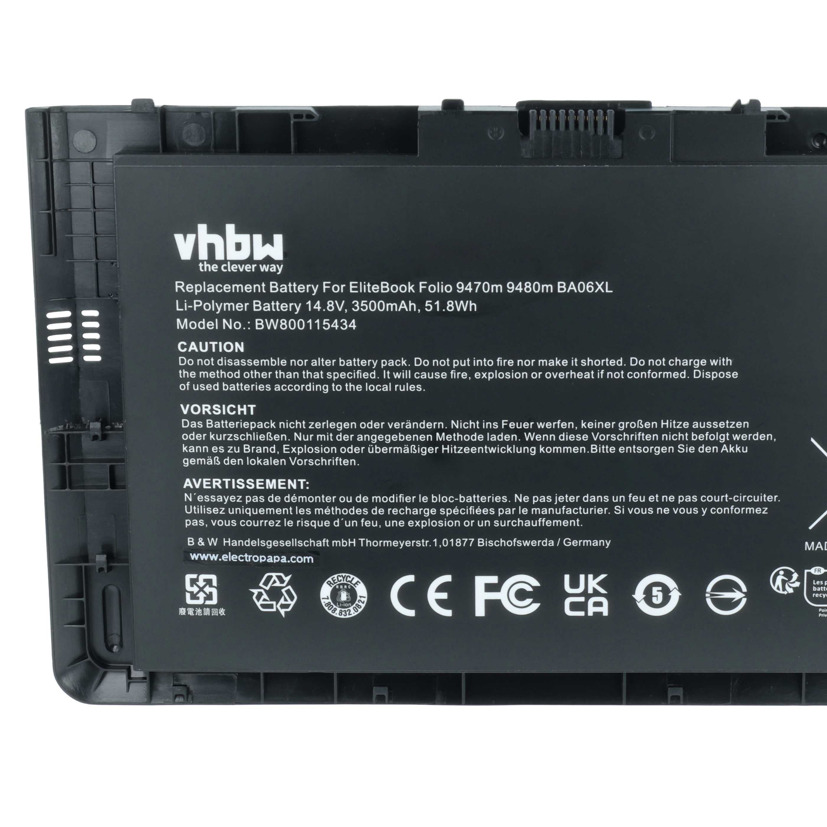 Batteria sostituisce HP 687517-171, 687517-241, 687517-1C1 per notebook - 3500mAh 14,8V Li-Poly nero