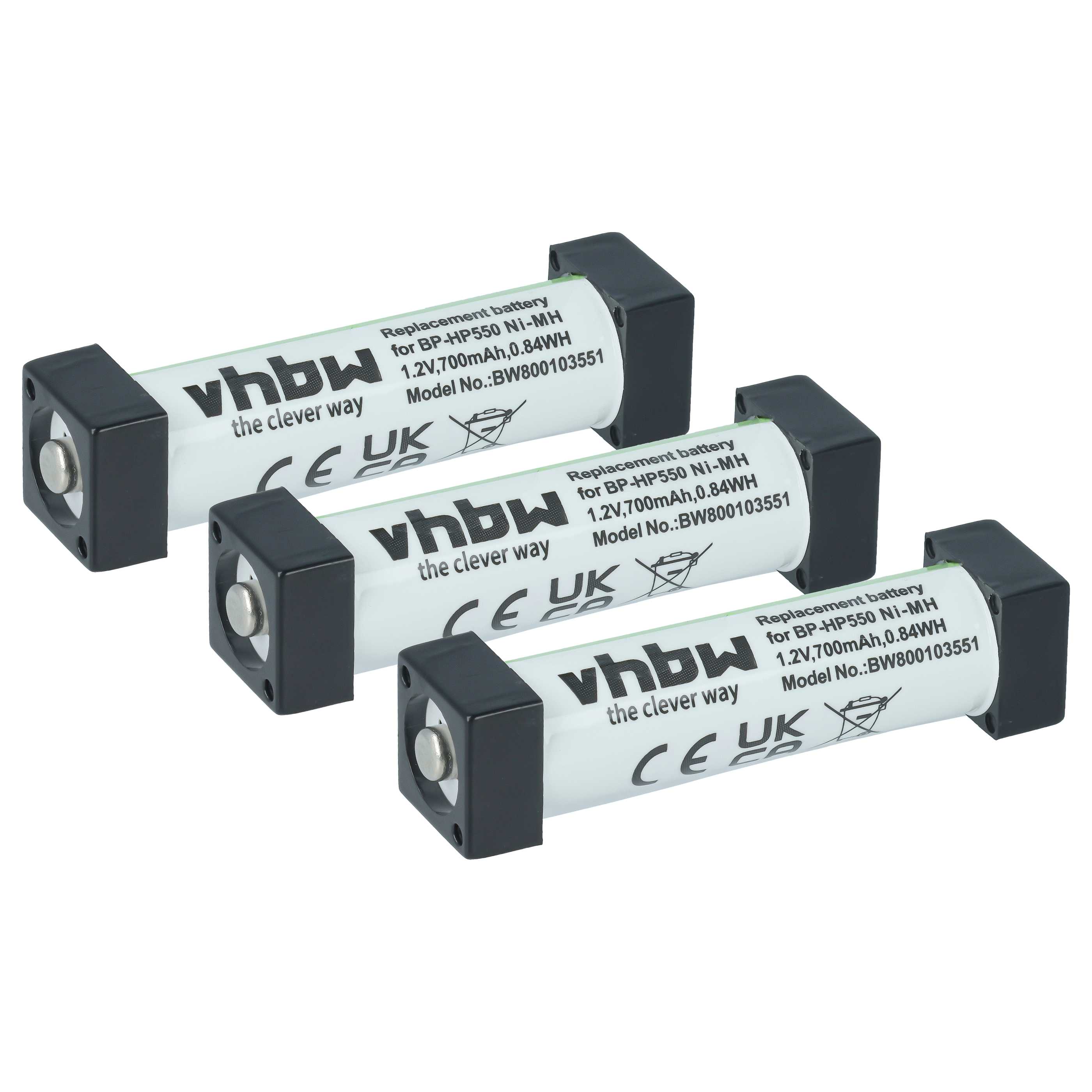3 x Akku als Ersatz für Sony BP-HP550, 1-756-316-22, 1-756-316-21 für Sony Headset - 700mAh 1,2V NiMH