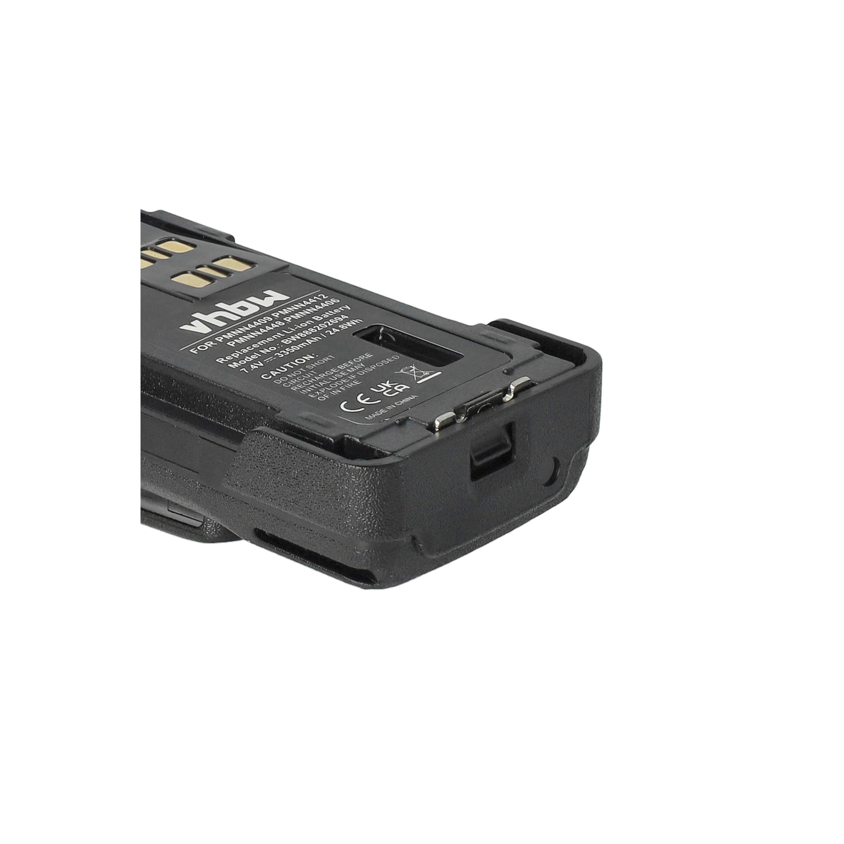Radio 10x Battery replaces Motorola PMNN4409, PMNN4406BR, PMNN4406 - 3350 mAh 7.4 V Li-Ion + Belt Clip