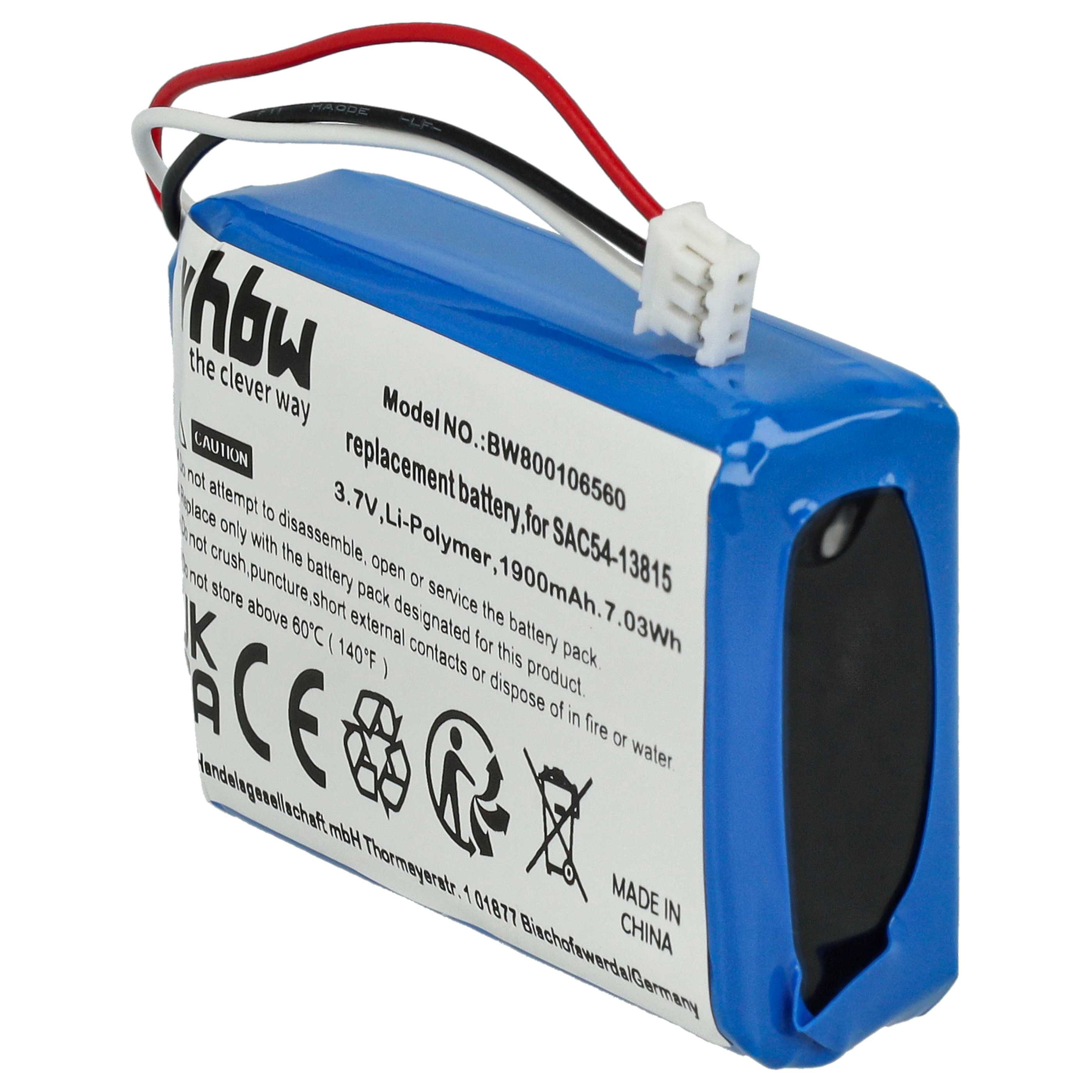 Hundehalsband-Akku als Ersatz für SAC54-13815 - 1900mAh 3,7V Li-Polymer