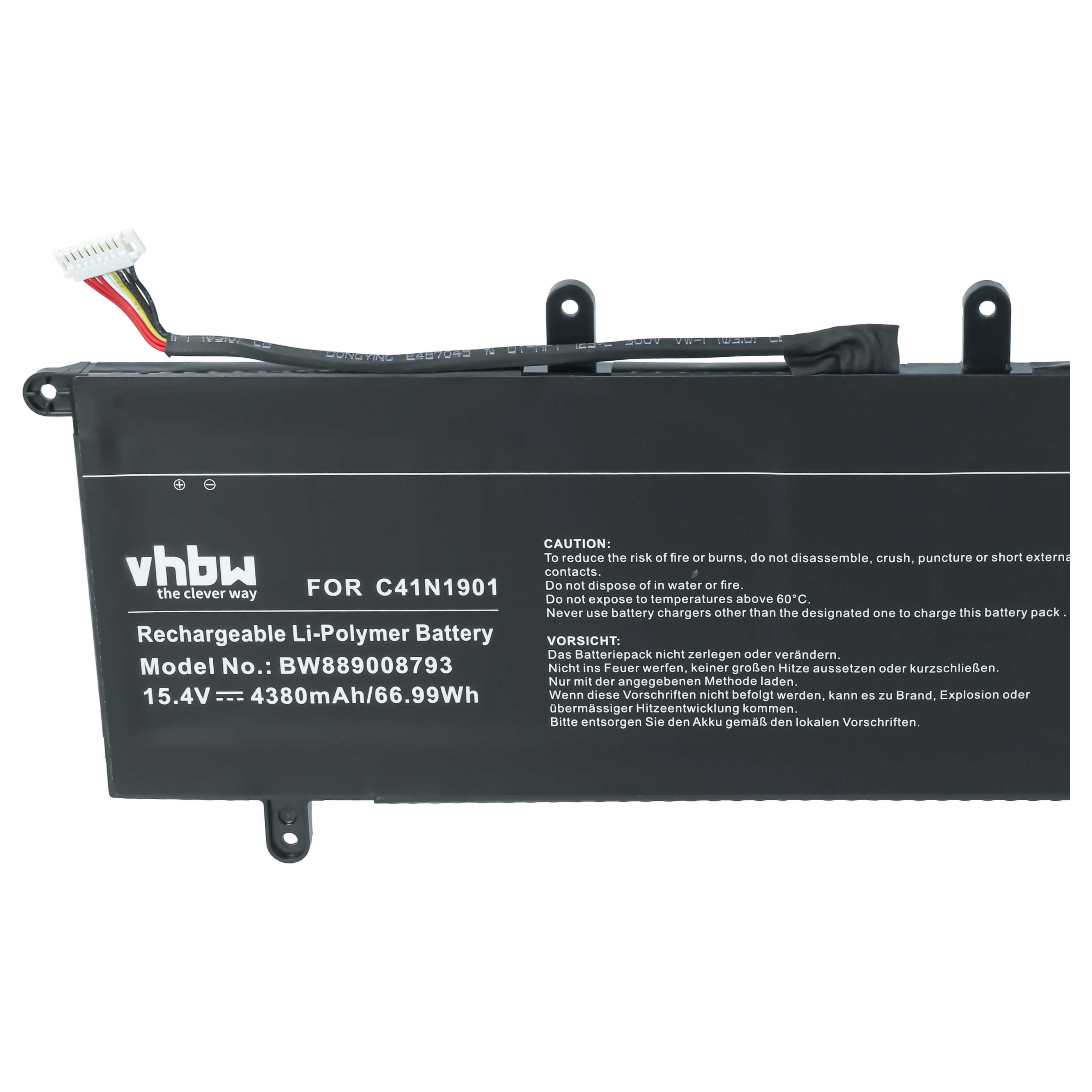 Notebook-Akku als Ersatz für Asus 0B200-03520000, 0B200-03520100, C41N1901 für Asus - 4380mAh 15,4V Li-Polymer
