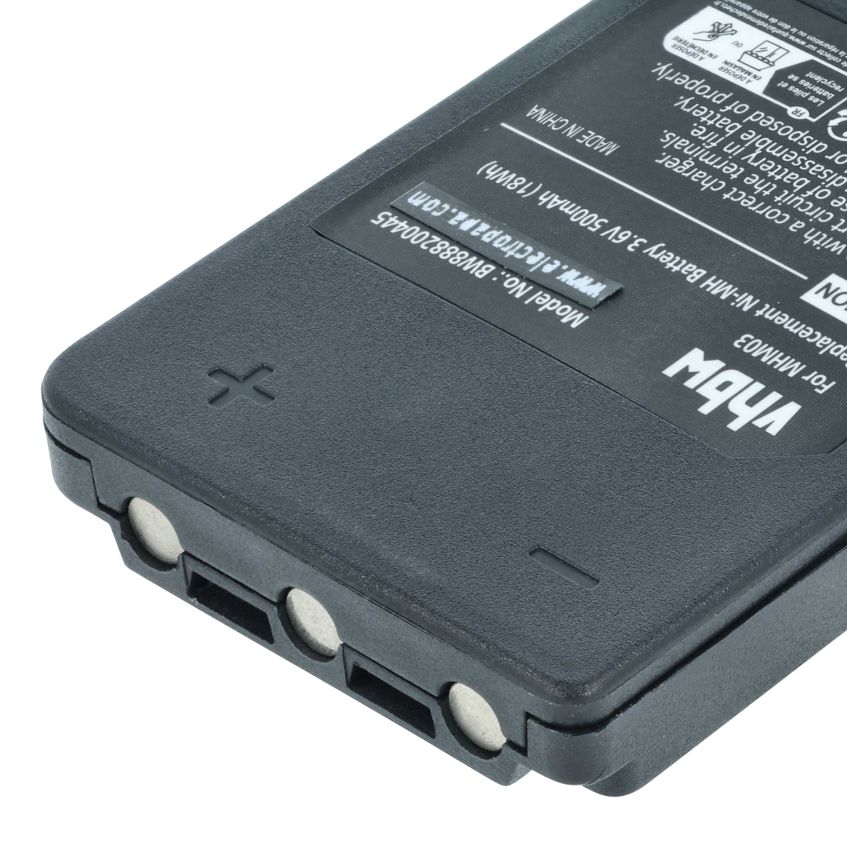 Batterie remplace Autec MHM03, LPM01LI, LPM01, R0BATT00E11A0, R0BATT00E10A0 - 500mAh 3,6V NiMH