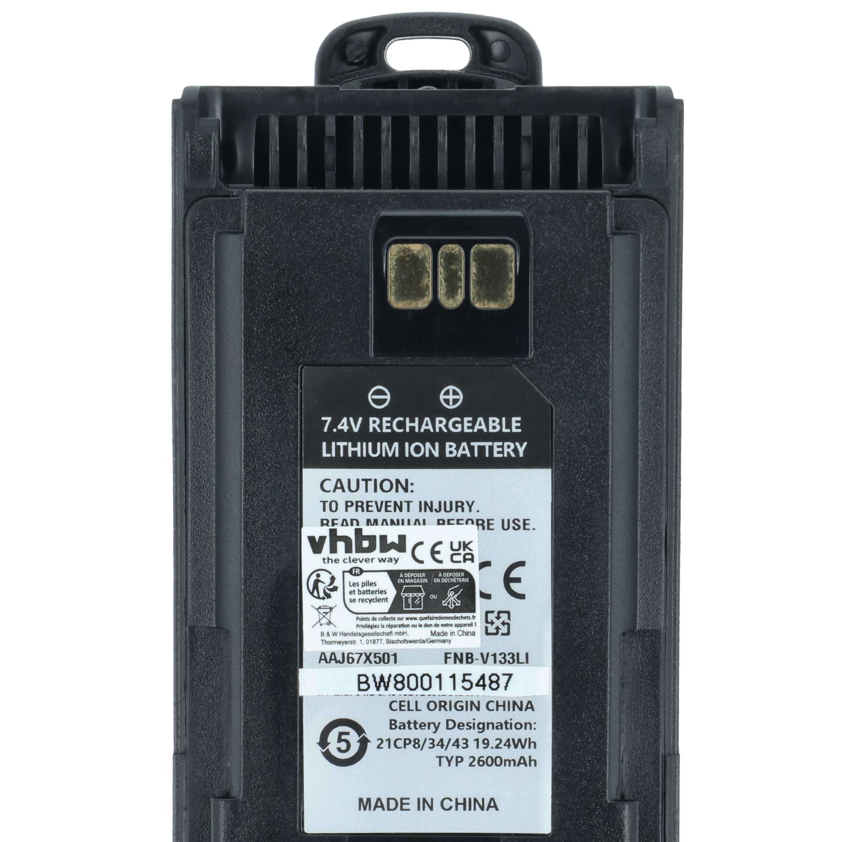 Radio 5x Battery replaces Motorola AAJ67X001 - 2600 mAh 7.4 V Li-Ion + Belt Clip