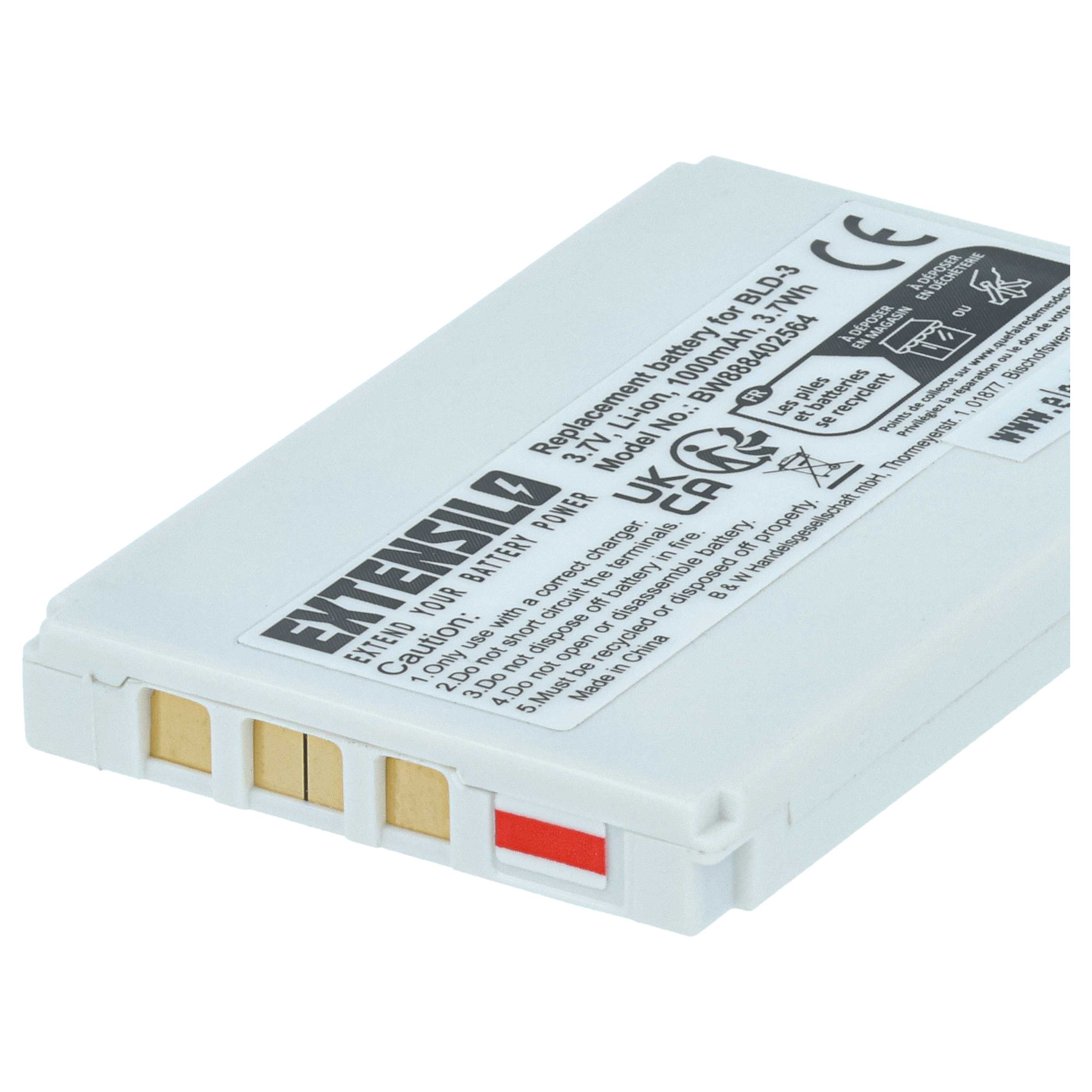 Batteria sostituisce Nokia BLD-3 per cellulare - 1000mAh 3,7V Li-Ion 