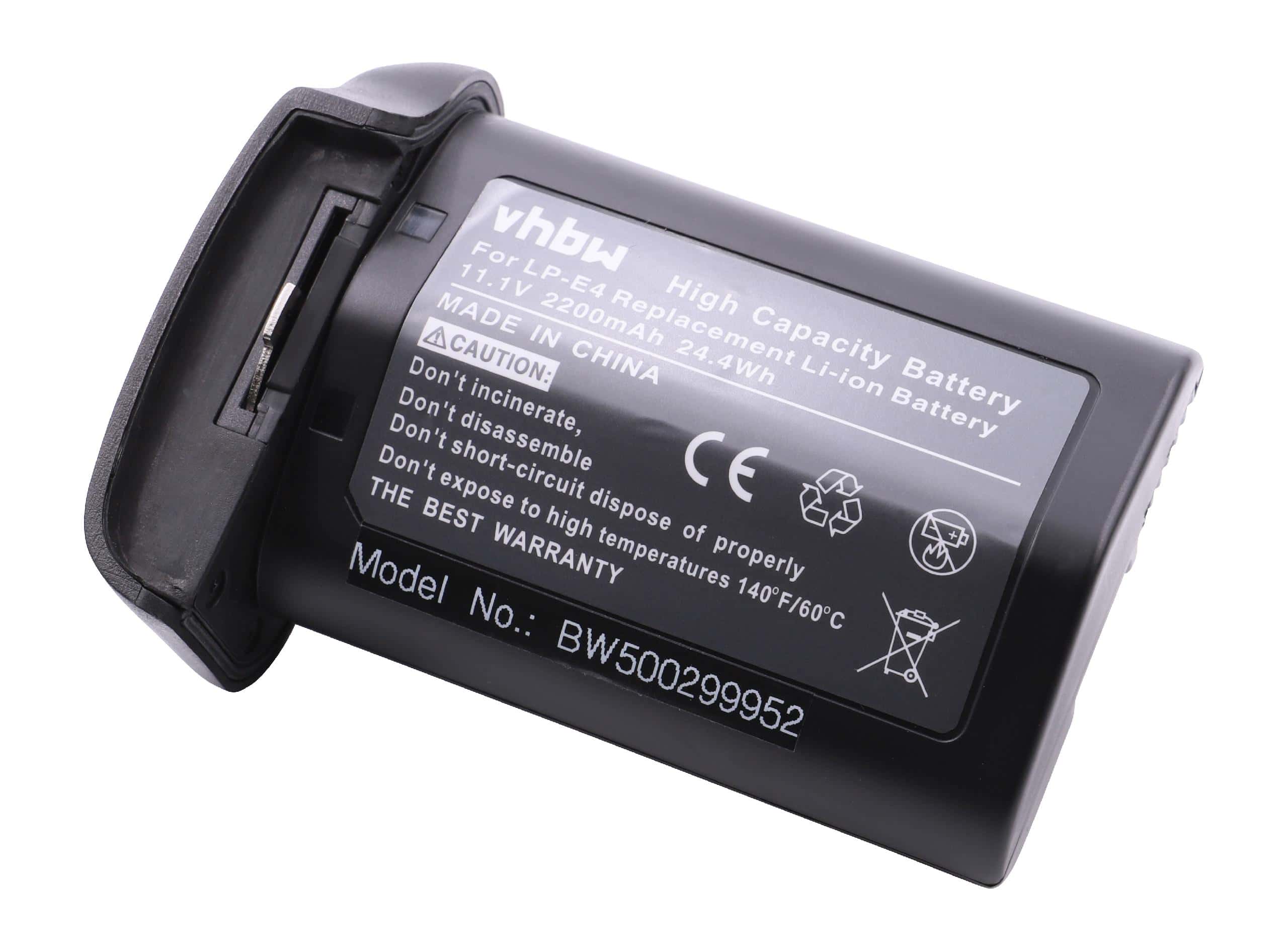 Batterie remplace Canon LP-E4N, LP-E4 pour appareil photo - 2200mAh 11,1V Li-ion