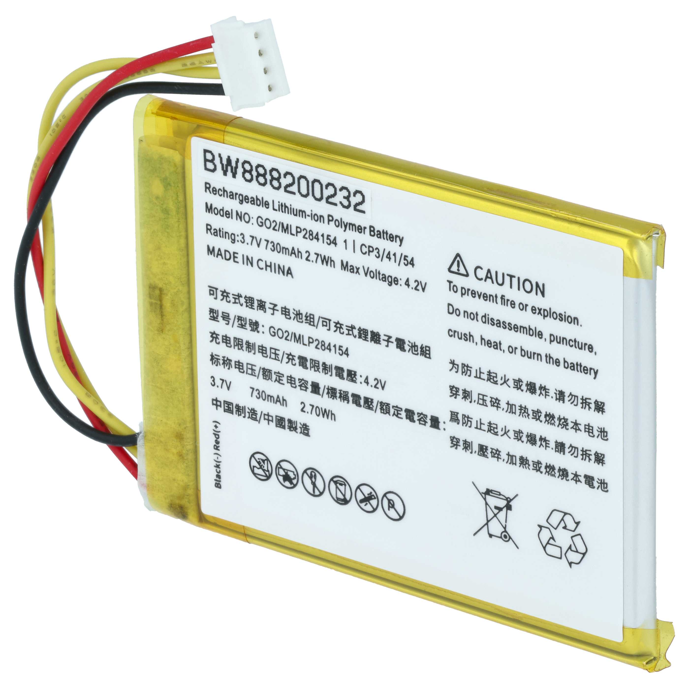 Akumulator do głośnika zamiennik JBL MLP284154, GO2/MLP284154 - LiPo 730mAh