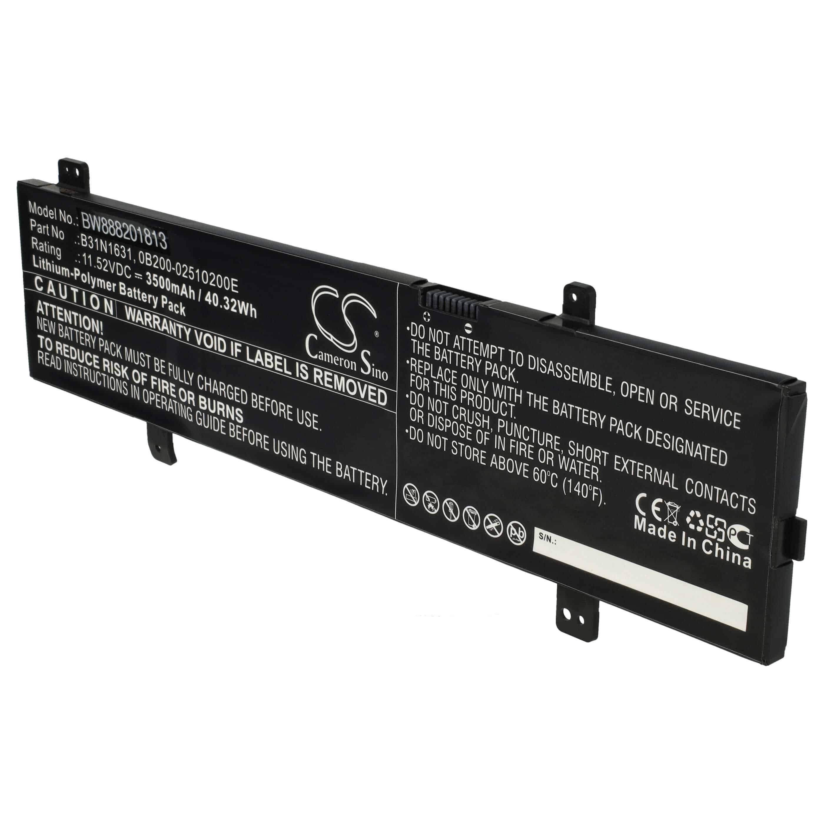 Batteria sostituisce Asus 0B200-02510200E, B31N1631 per notebook Asus - 3500mAh 11,52V Li-Poly