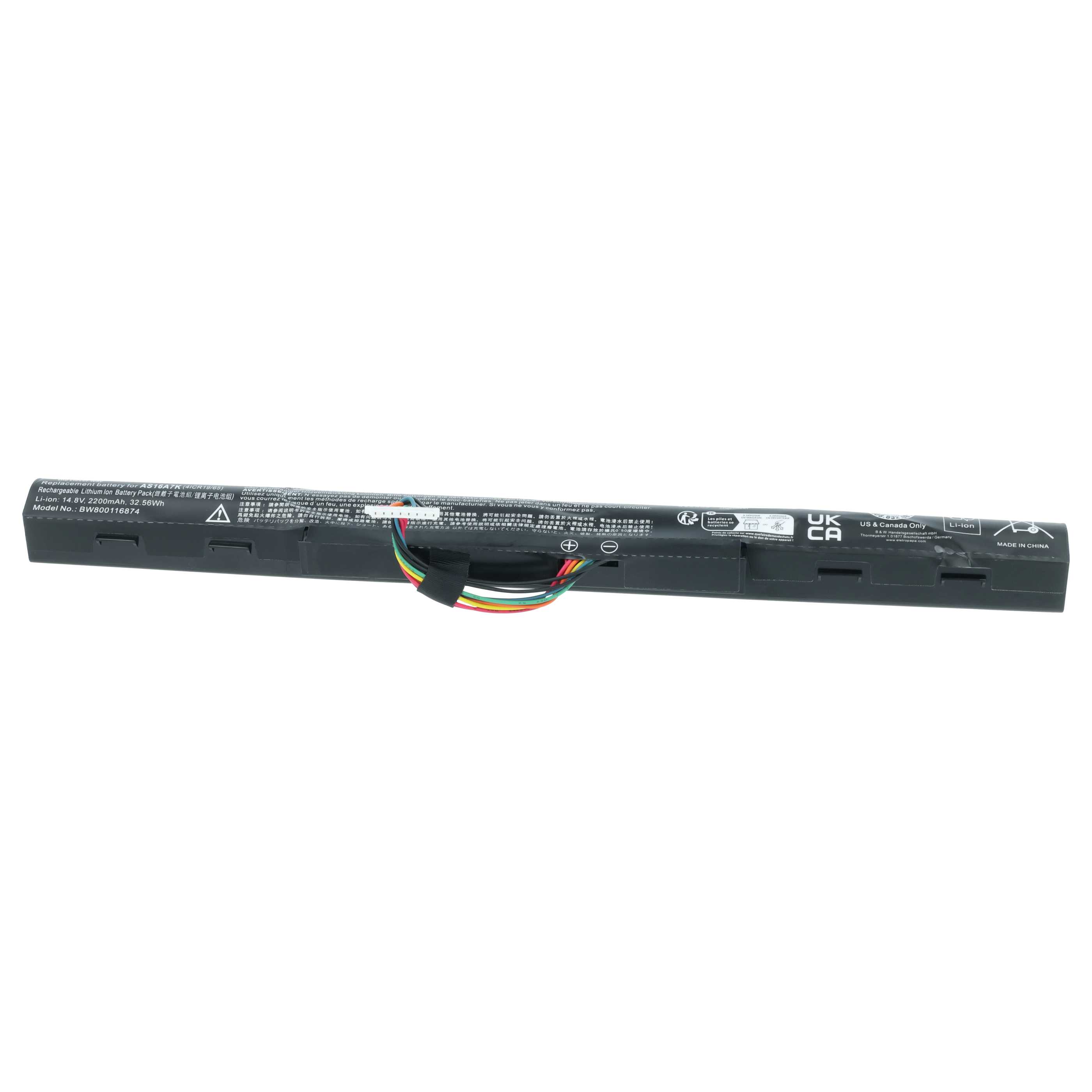 Akumulator do laptopa zamiennik Acer AS16A8K, KT.0040G.007, AS16A5K, AS16A7K - 2200 mAh 14,8 V Li-Ion, czarny