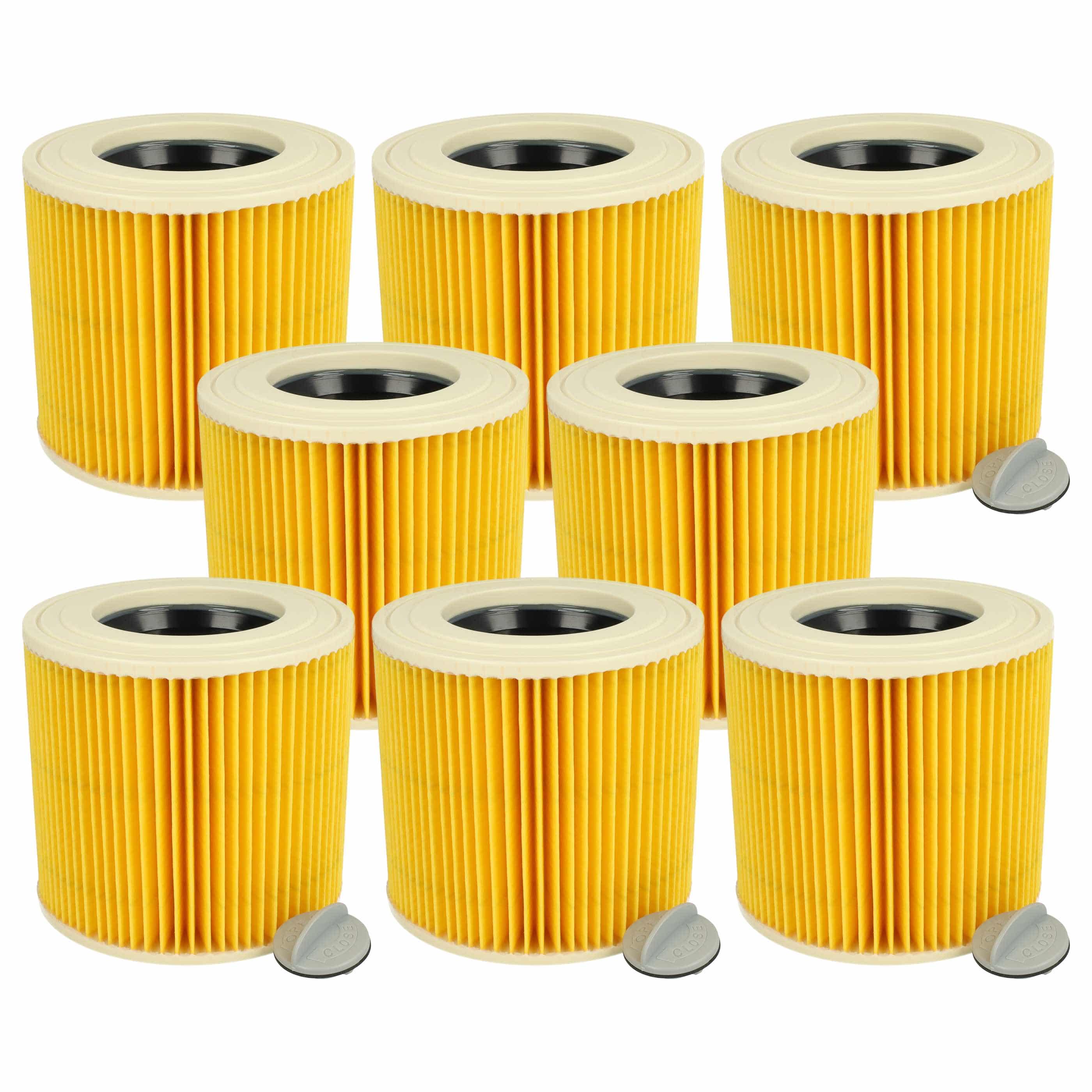 8x Filtro reemplaza Kärcher 6.414-789.0, 6.414-789 para aspiradora TackLife, amarillo / marrón