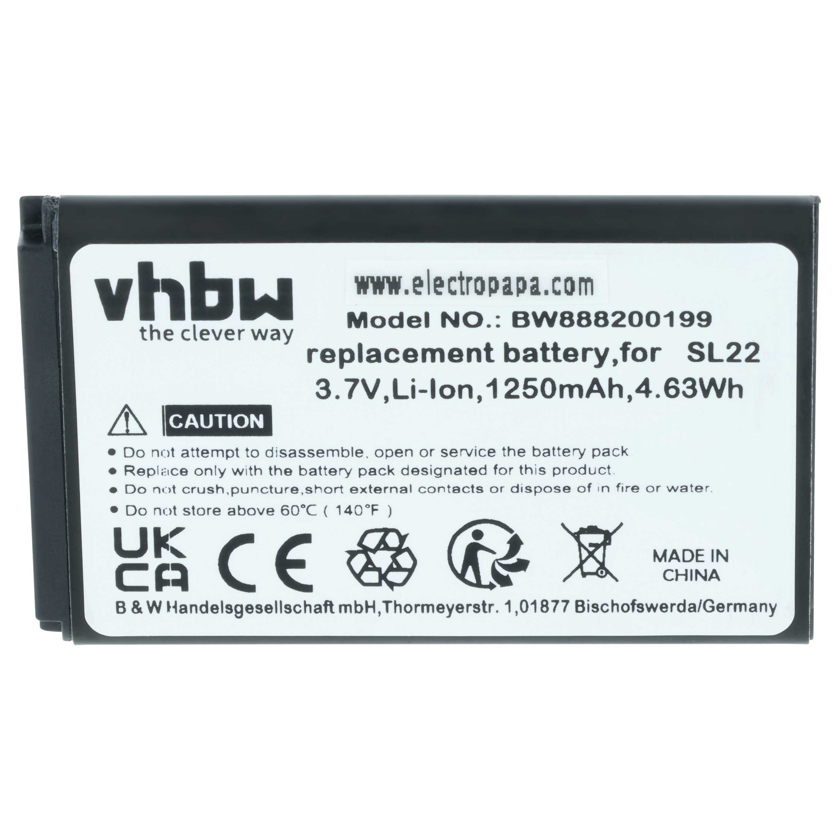 Handheld Computer Battery replaces Honeywell 3159122, 26111710, BAT-MOB00, 55-003233-01 - 1250mAh, 3.7V