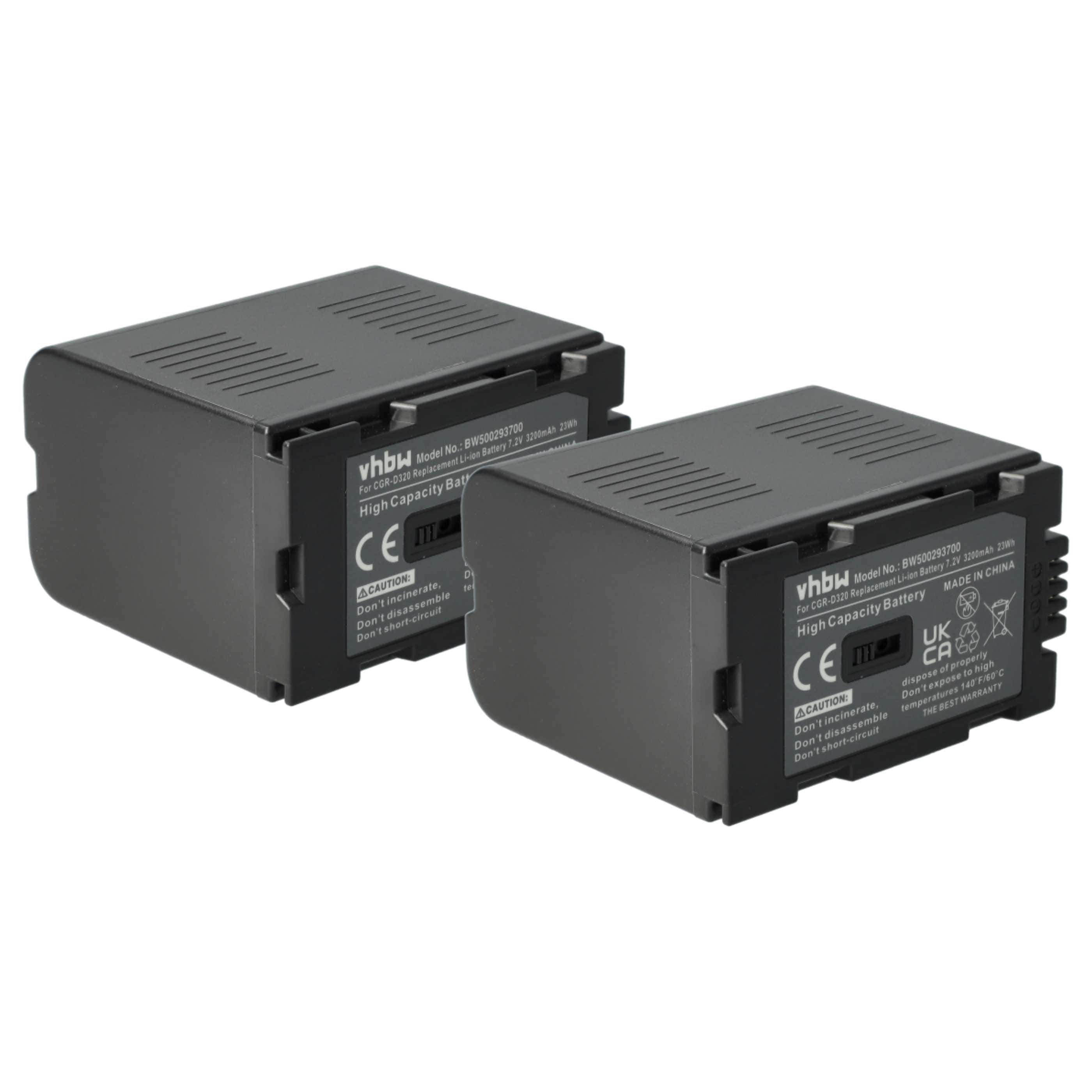 Videocamera 2x Battery replaces Hitachi DZ-BP16, DZ-BP28 - 3200 mAh 7.2 V Li-Ion