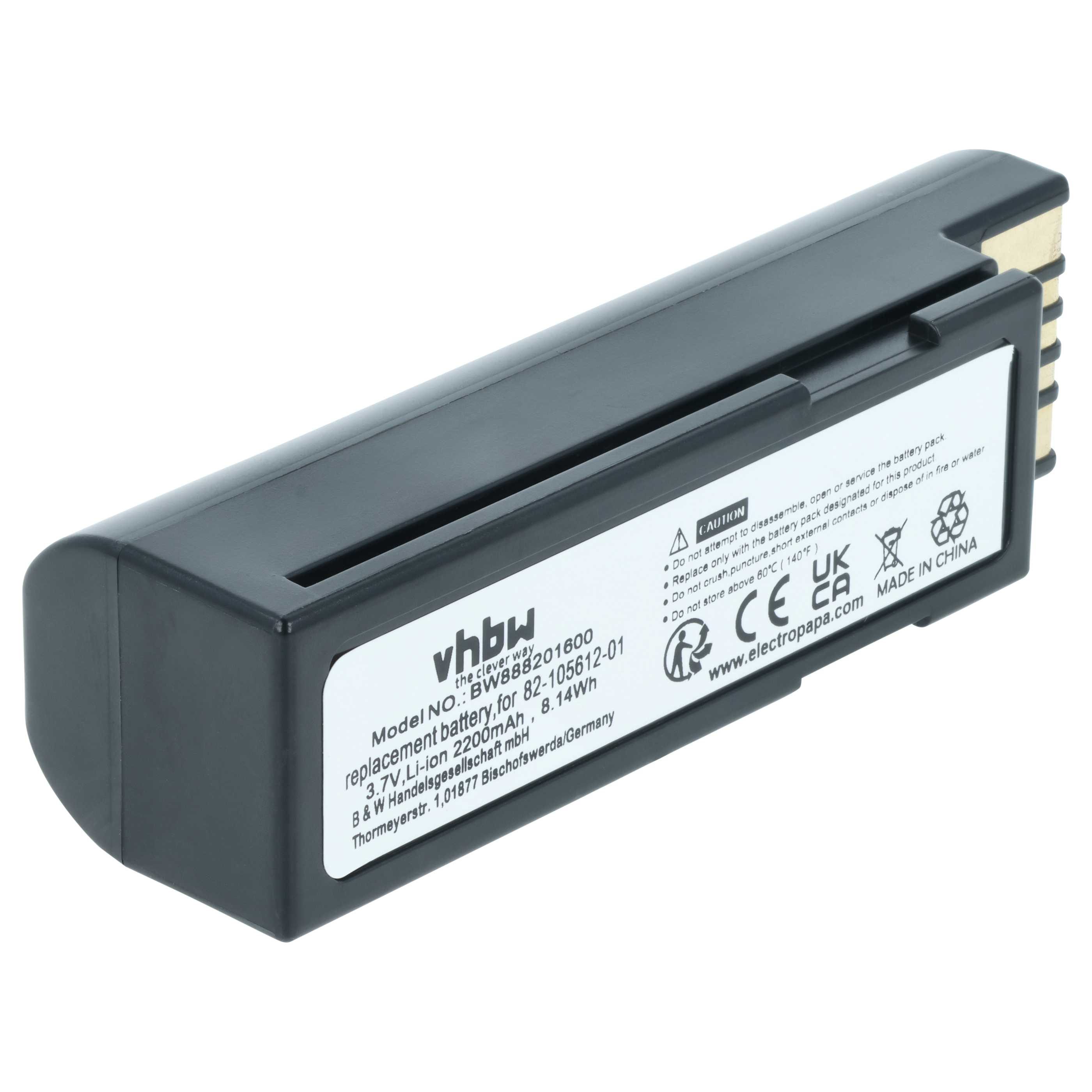 Akku als Ersatz für Zebra BTRY-36IAB0E-00, 82-166537-01 für Zebra Barcodescanner - 2200mAh 3,7V Li-Ion