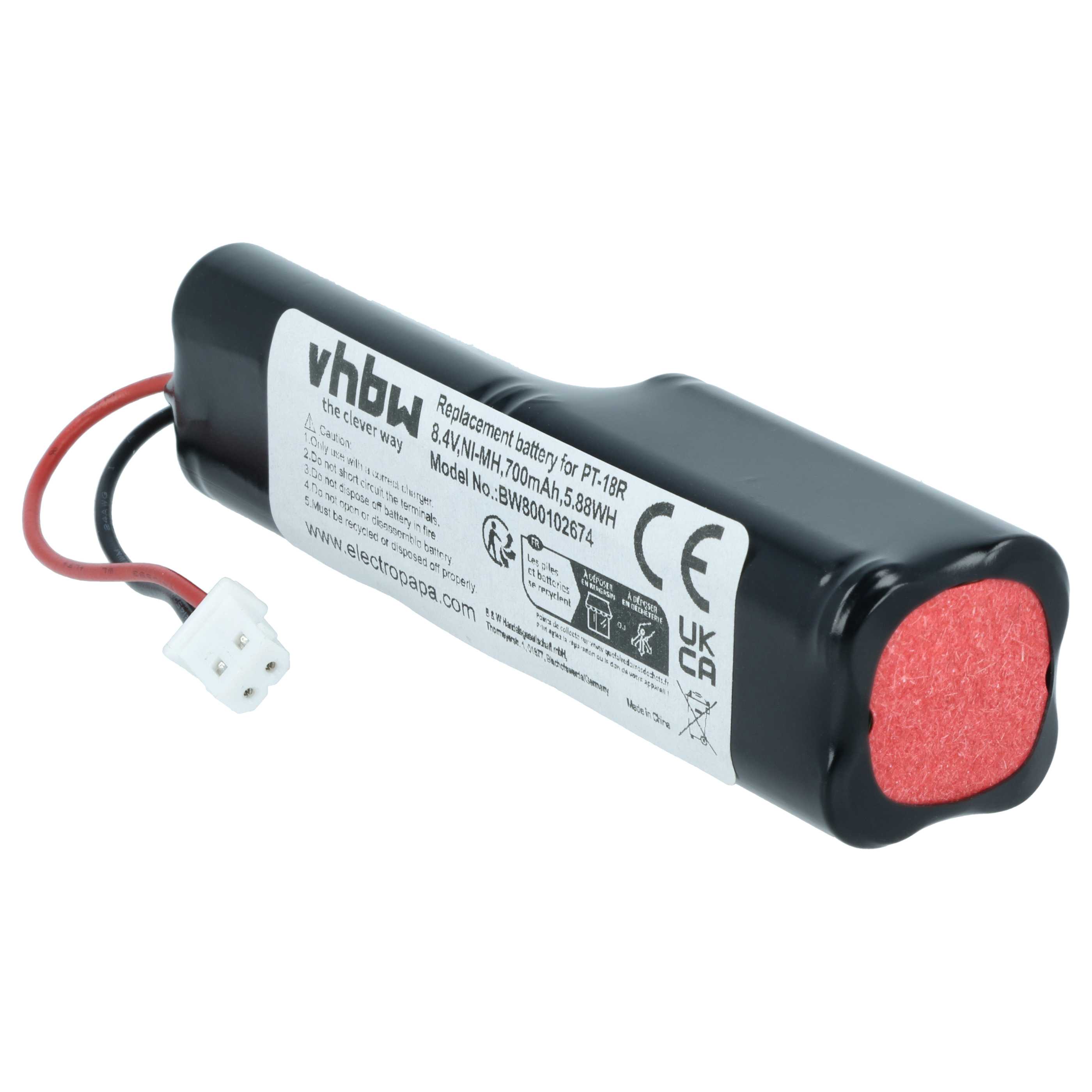 Batteria sostituisce Brother BBP-18, LN6044001, BA-18R, PT-18R per stampante - 700mAh 8,4V NiMH