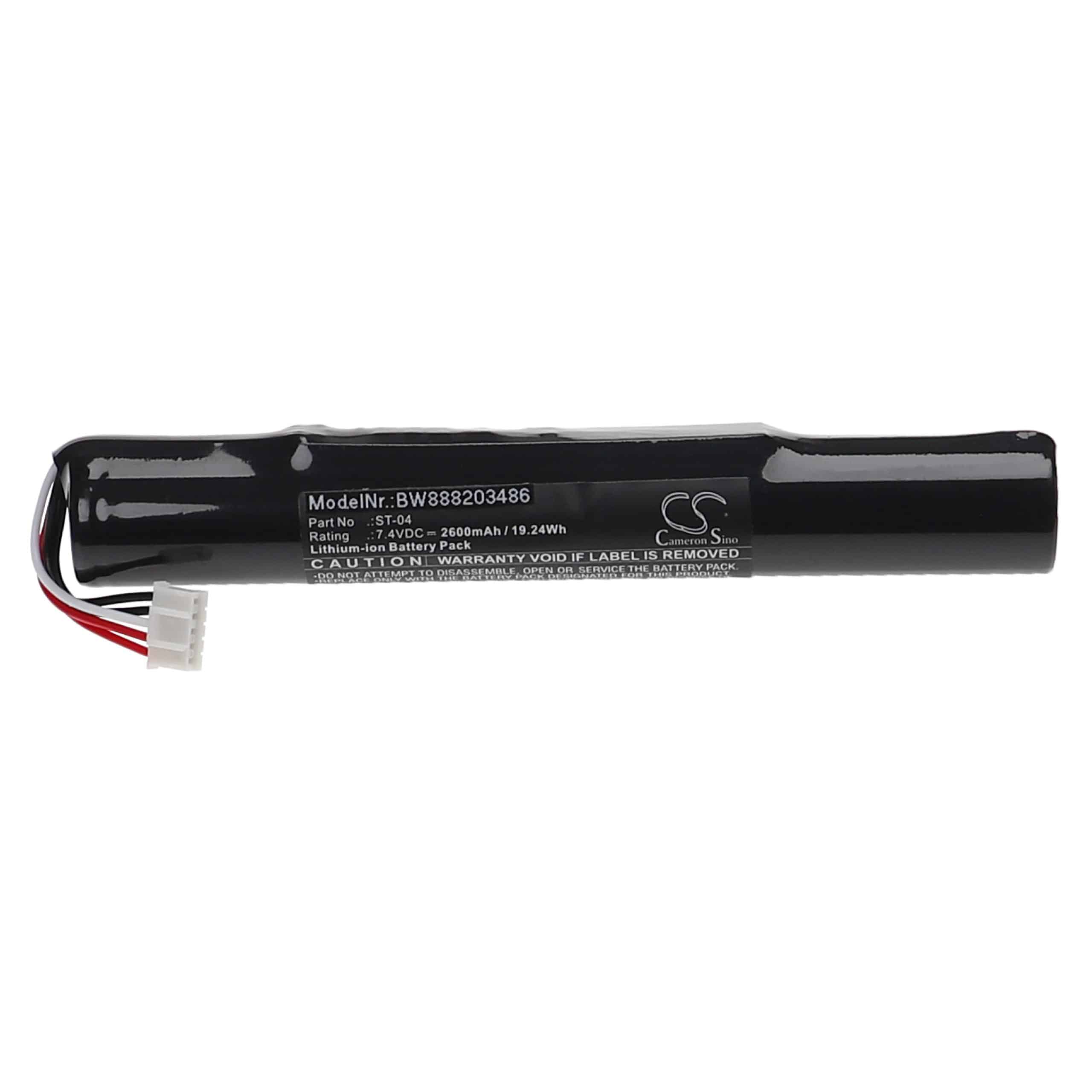  Battery replaces Sony ST-04 for SonyLoudspeaker - Li-Ion 2600 mAh