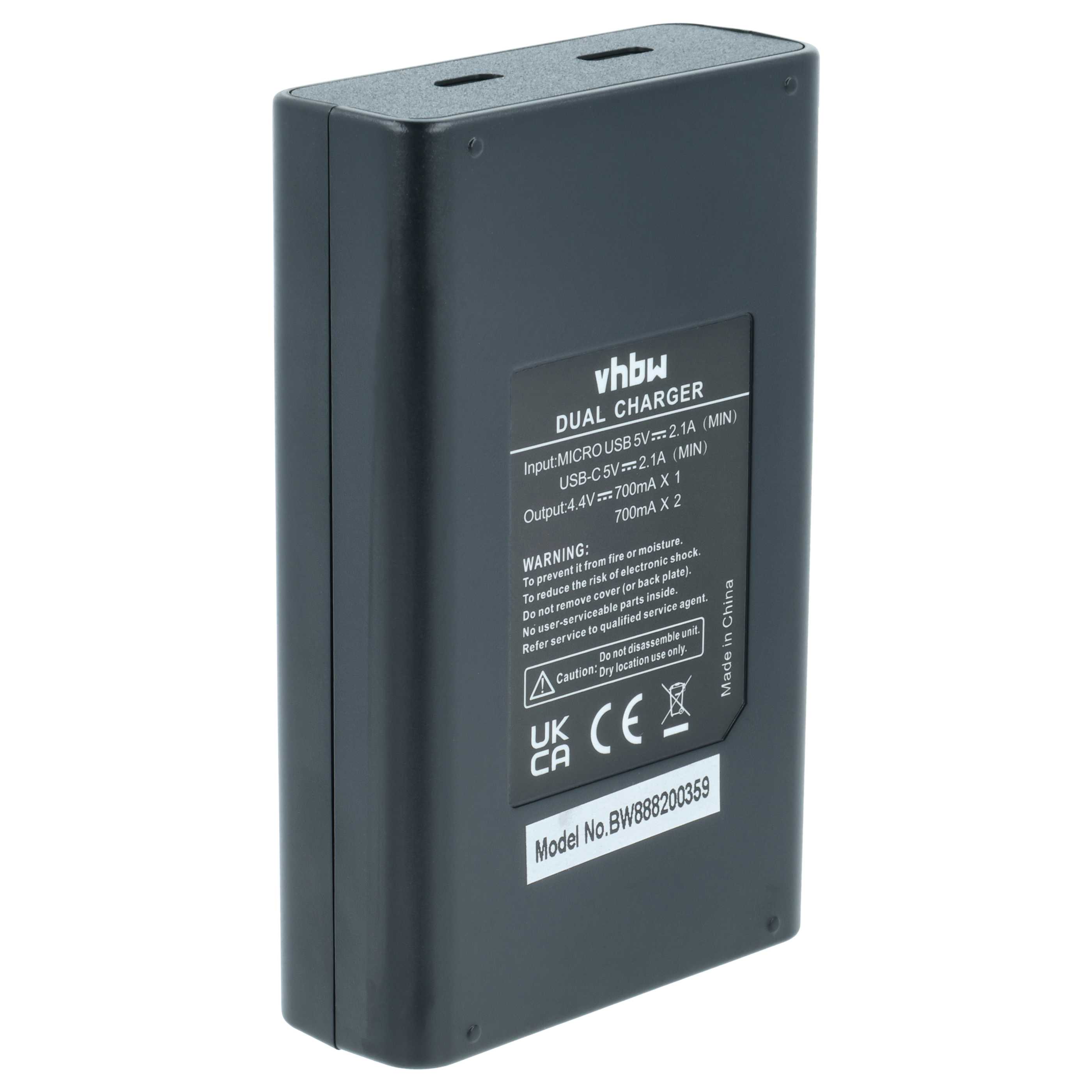 Battery Charger Micro-USB + USB-C + Cable USB-C suitable for GoPro Hero 9, 9 AHDBT-901, 10 Digital Camera