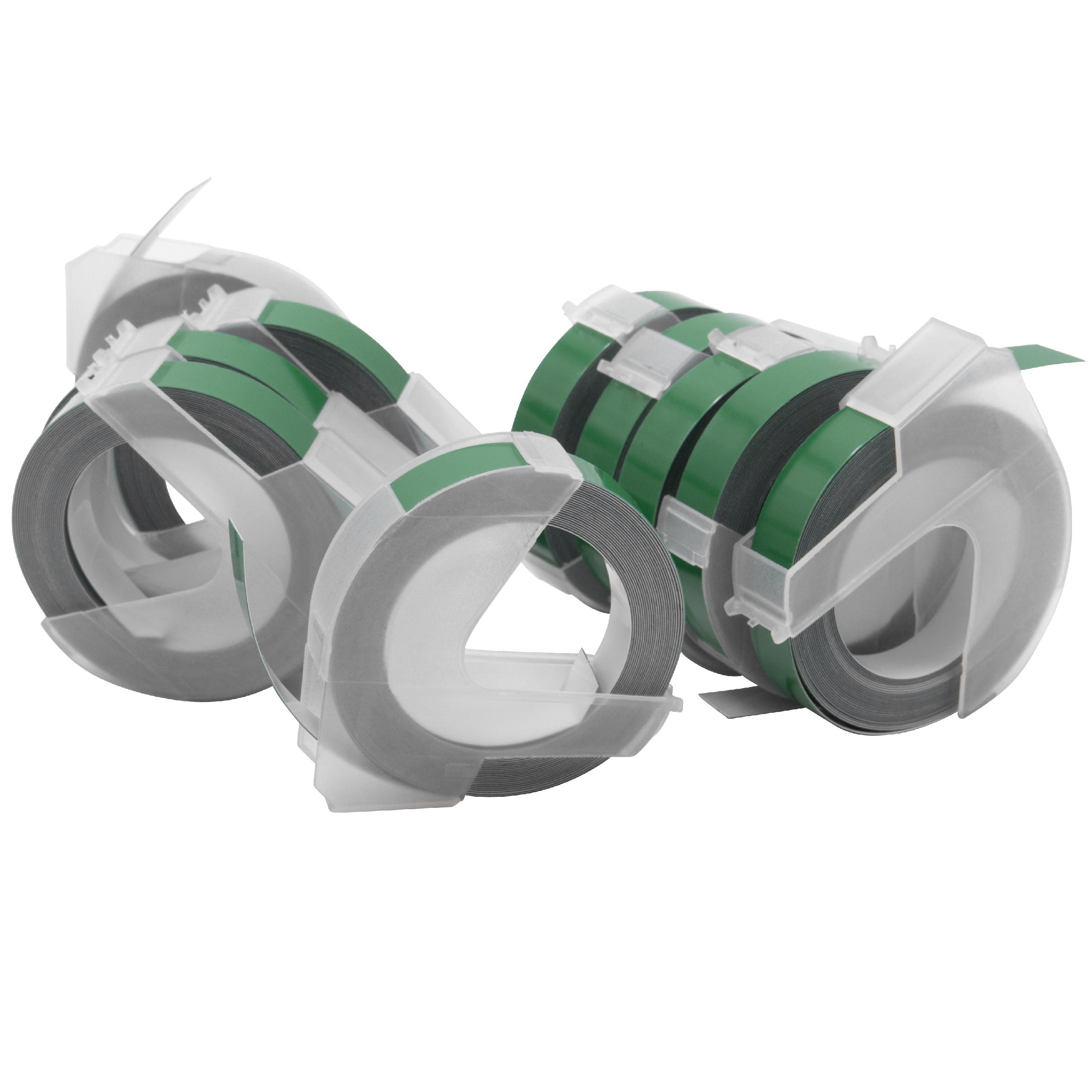10x Casete cinta relieve 3D Casete cinta escritura reemplaza Dymo 520105, 0898160 Blanco su Verde