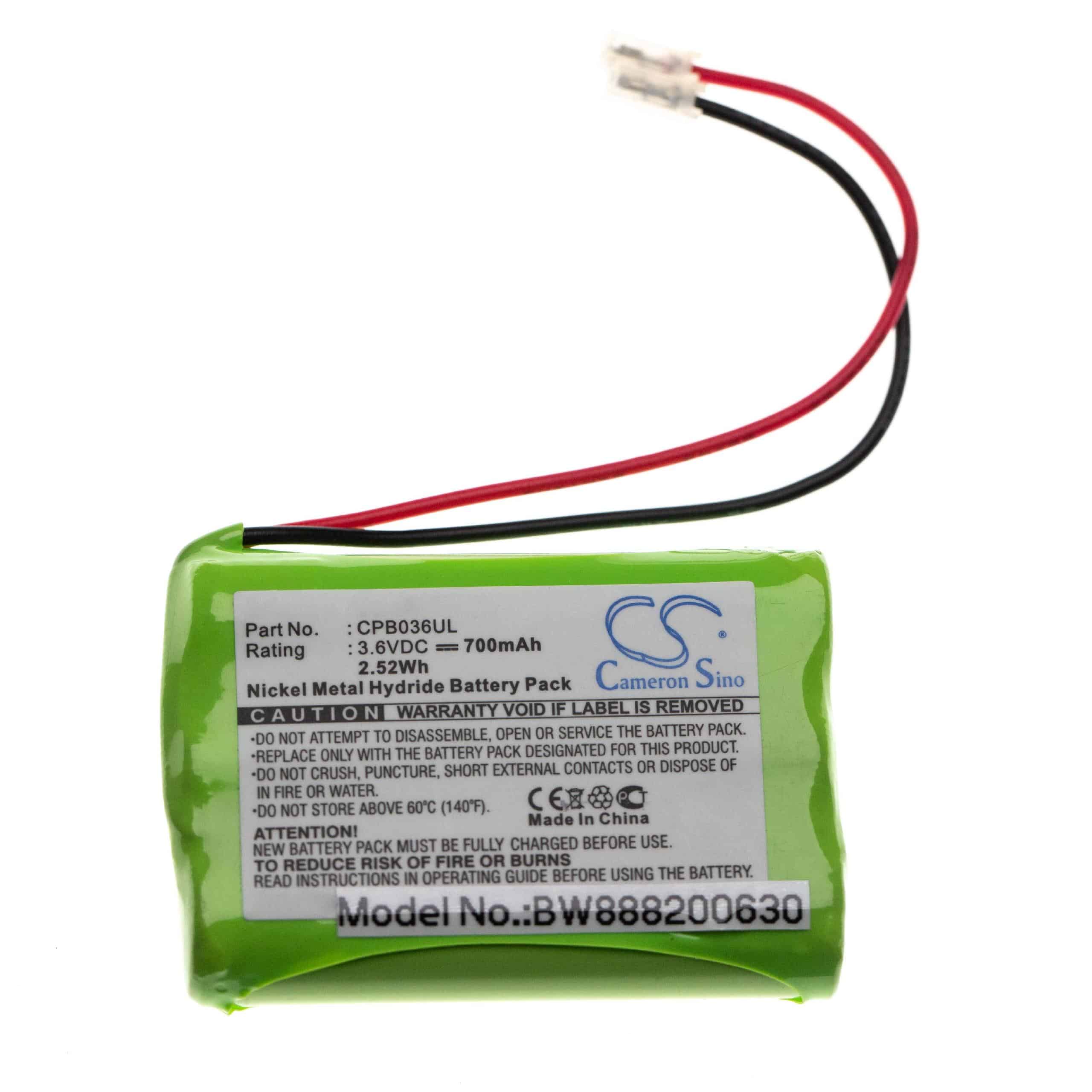 Universal Replacement Battery for various Devices - 700mAh 3.6V NiMH, Type AAA, HR03, Micro
