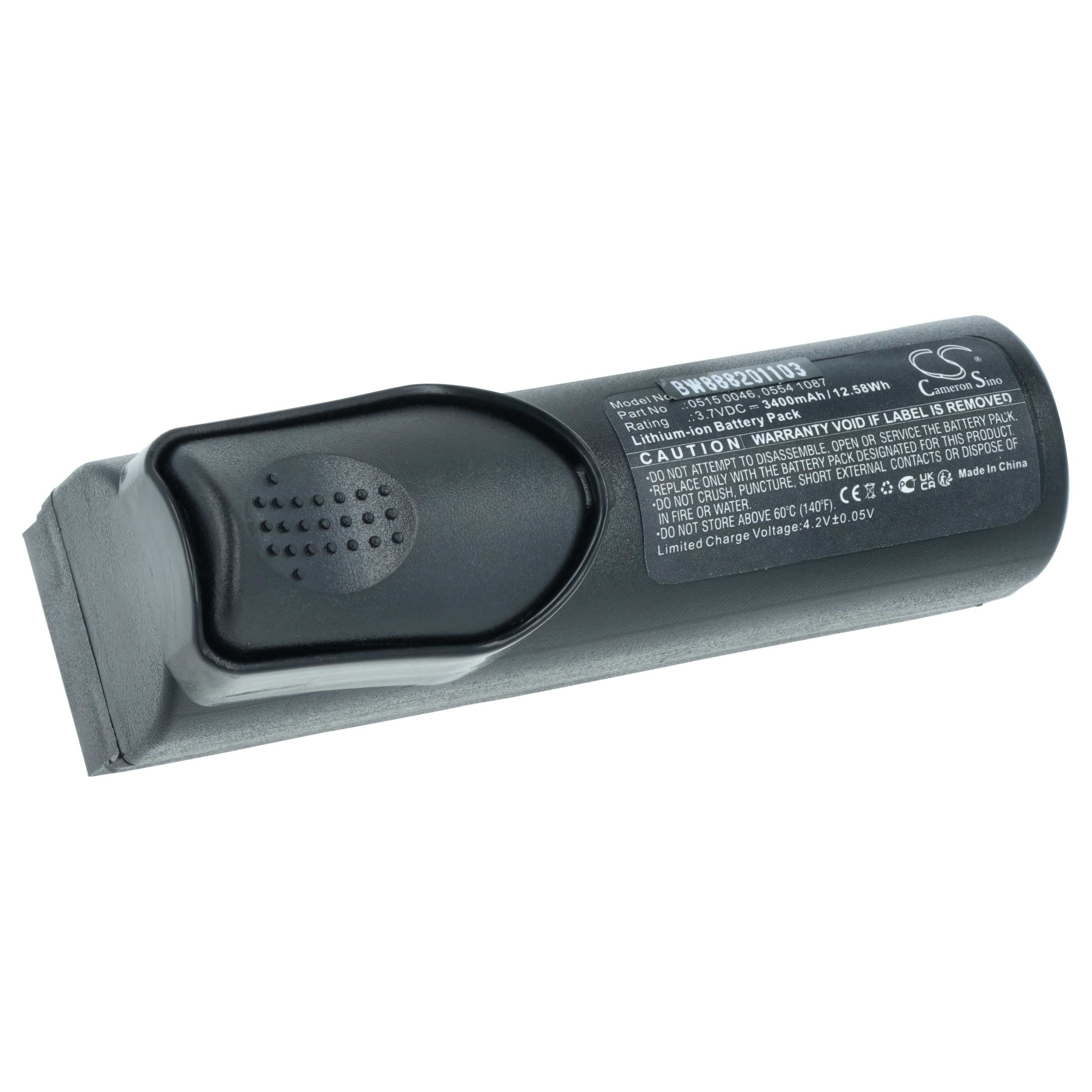 Batería reemplaza Testo 0515 0114, 0515 0046, 0515 0100 para dispositivo medición (3400 mAh, 3,7 V, Li-Ion)