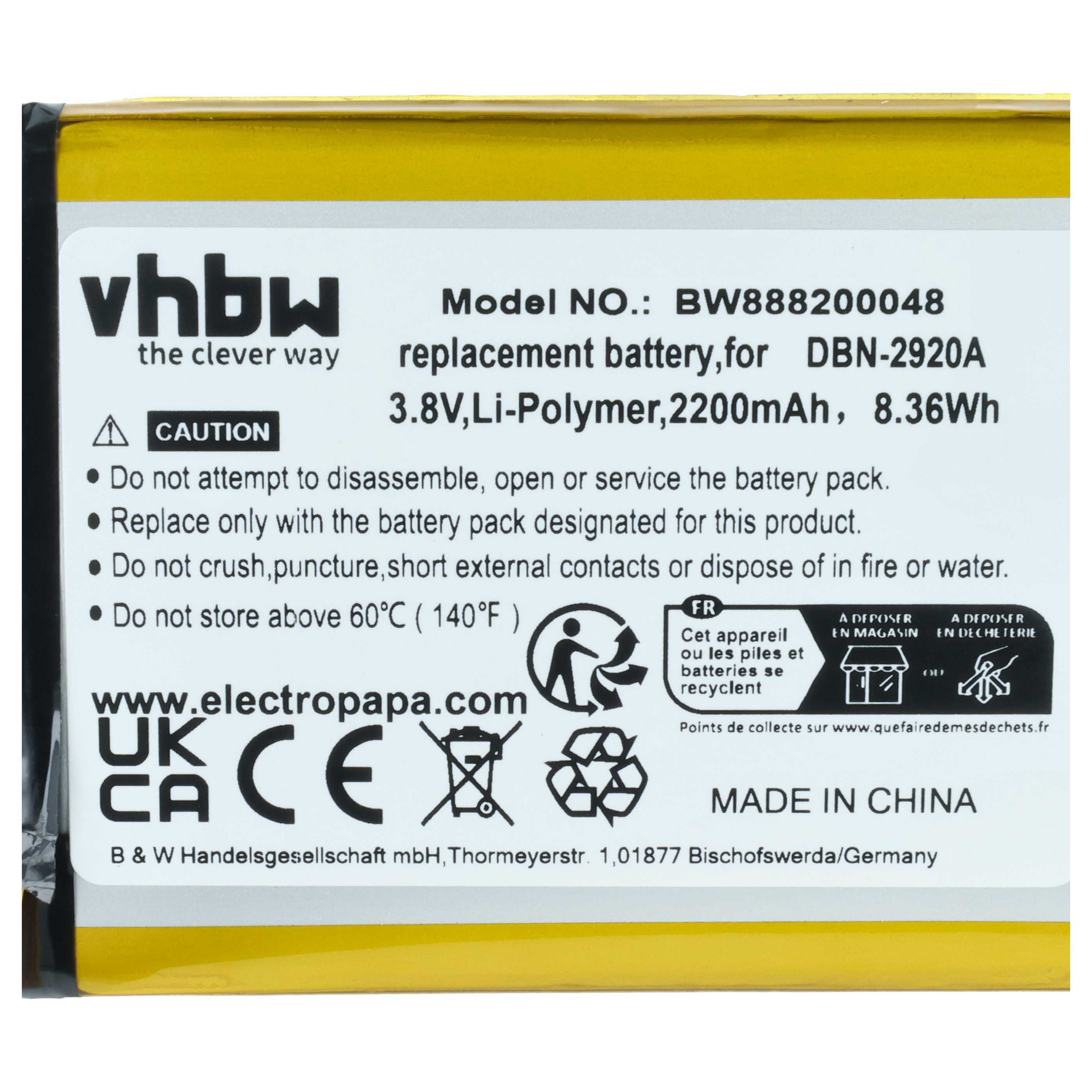 Akumulator do telefonu smartfona Doro 8040, 8042 - 2200 mAh 3,8 V LiPo