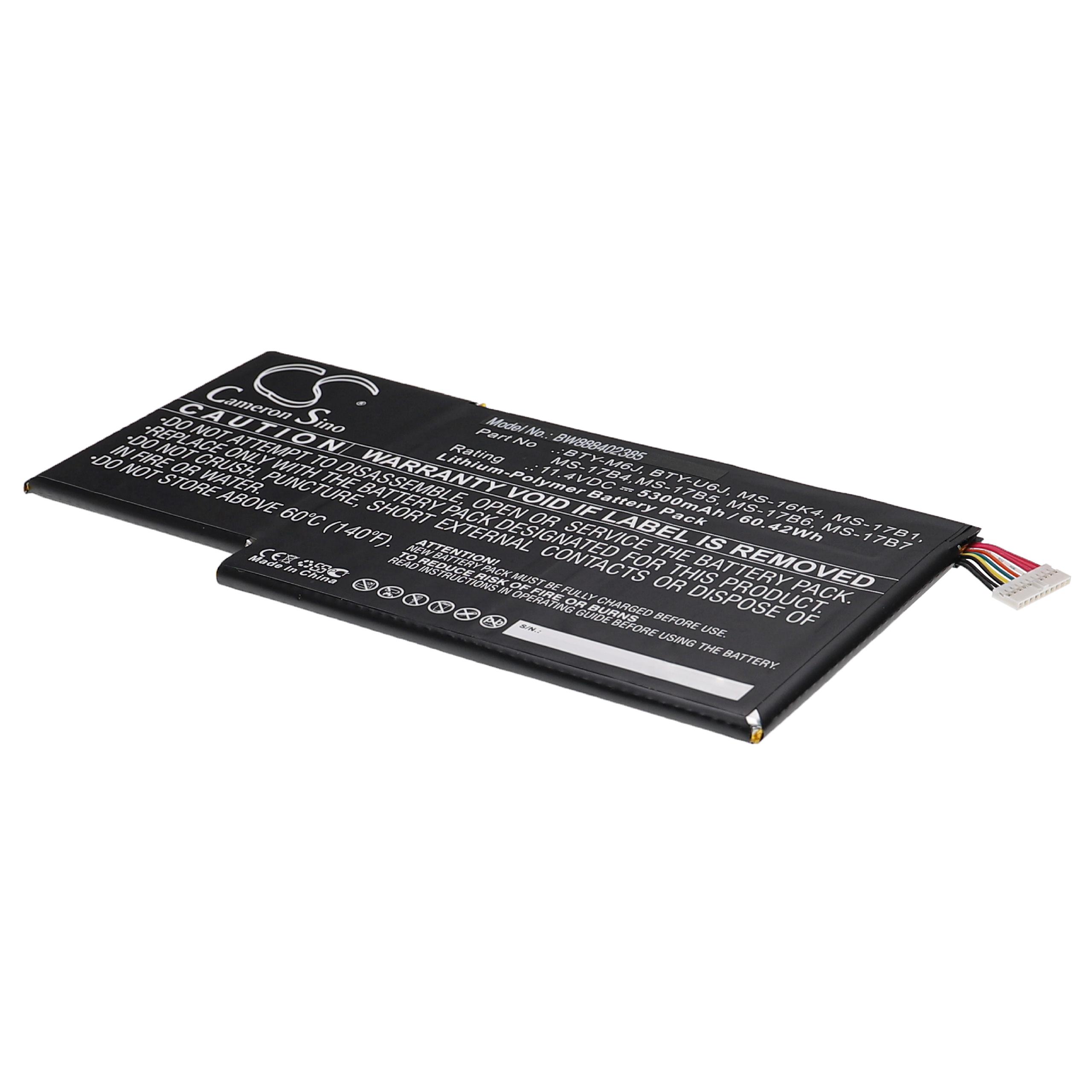 Batería reemplaza MSI MS-17B1, MS-16K4, BTY-U6J, BTY-M6J, MS-17B4 para notebook - 5300 mAh 11,4 V Li-poli