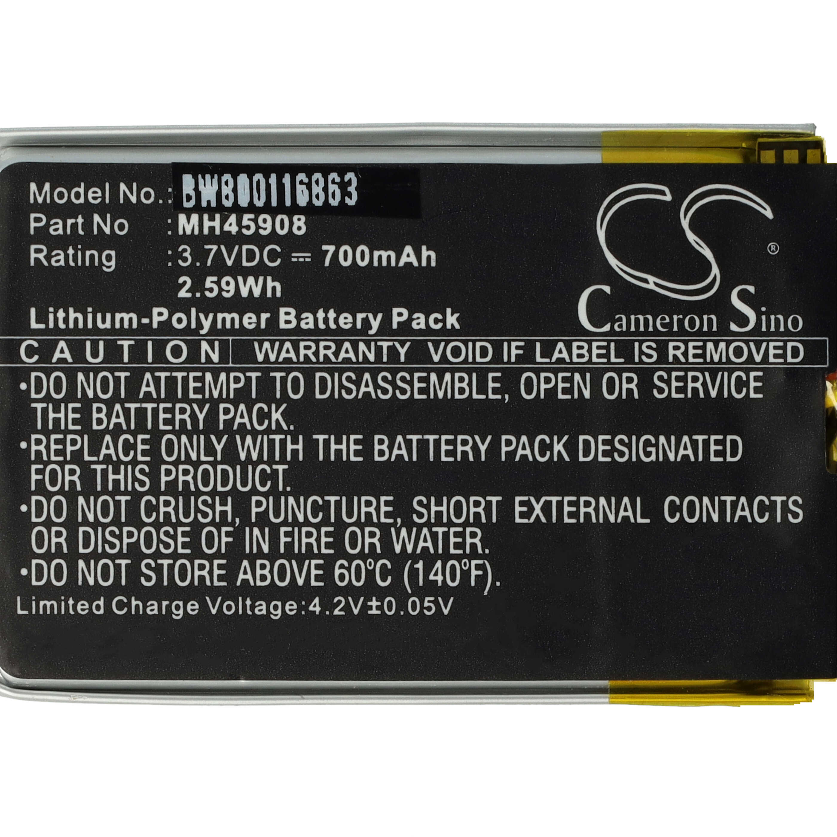 Batterie remplace Corsair MH45908 pour casque audio - 700mAh 3,7V Li-polymère