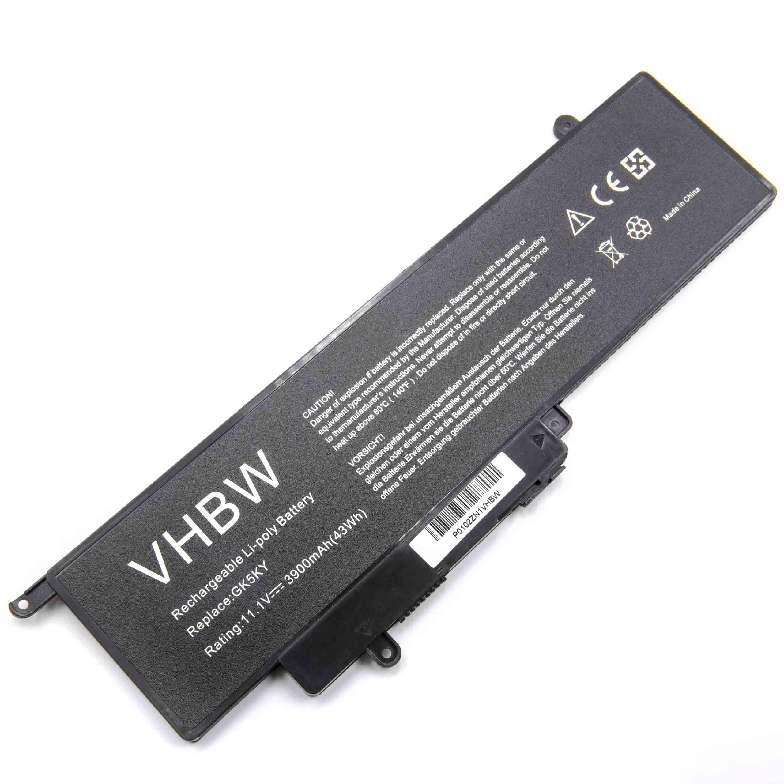 Batterie remplace Dell 04K8YH, 0WF28, 092NCT, 0GK5KY pour ordinateur portable - 3900mAh 11,1V Li-ion, noir