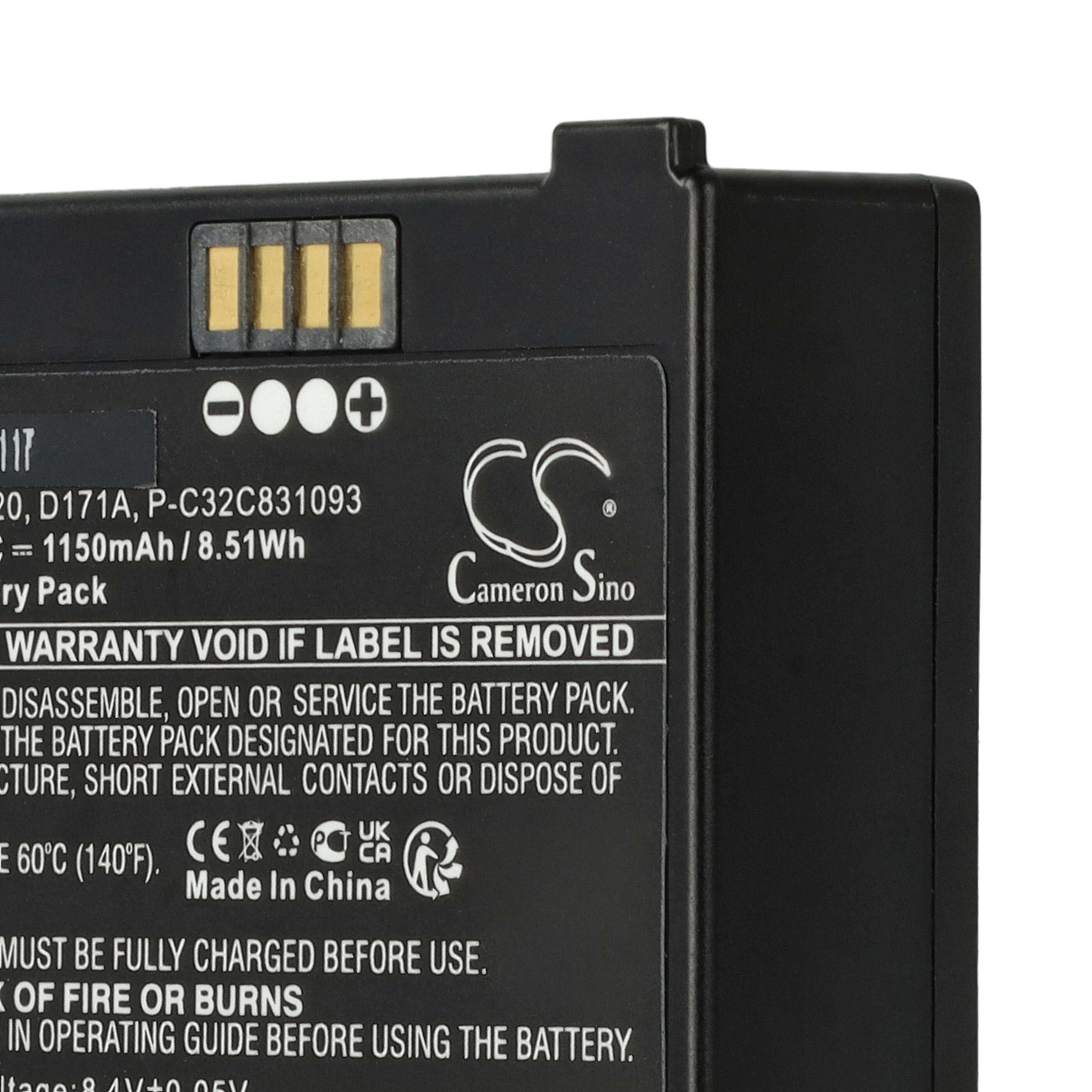 Drucker-Akku als Ersatz für Epson OT-BY20, D171A, 2165069, P-C32C831093 - 1150mAh 7,4V Li-Ion