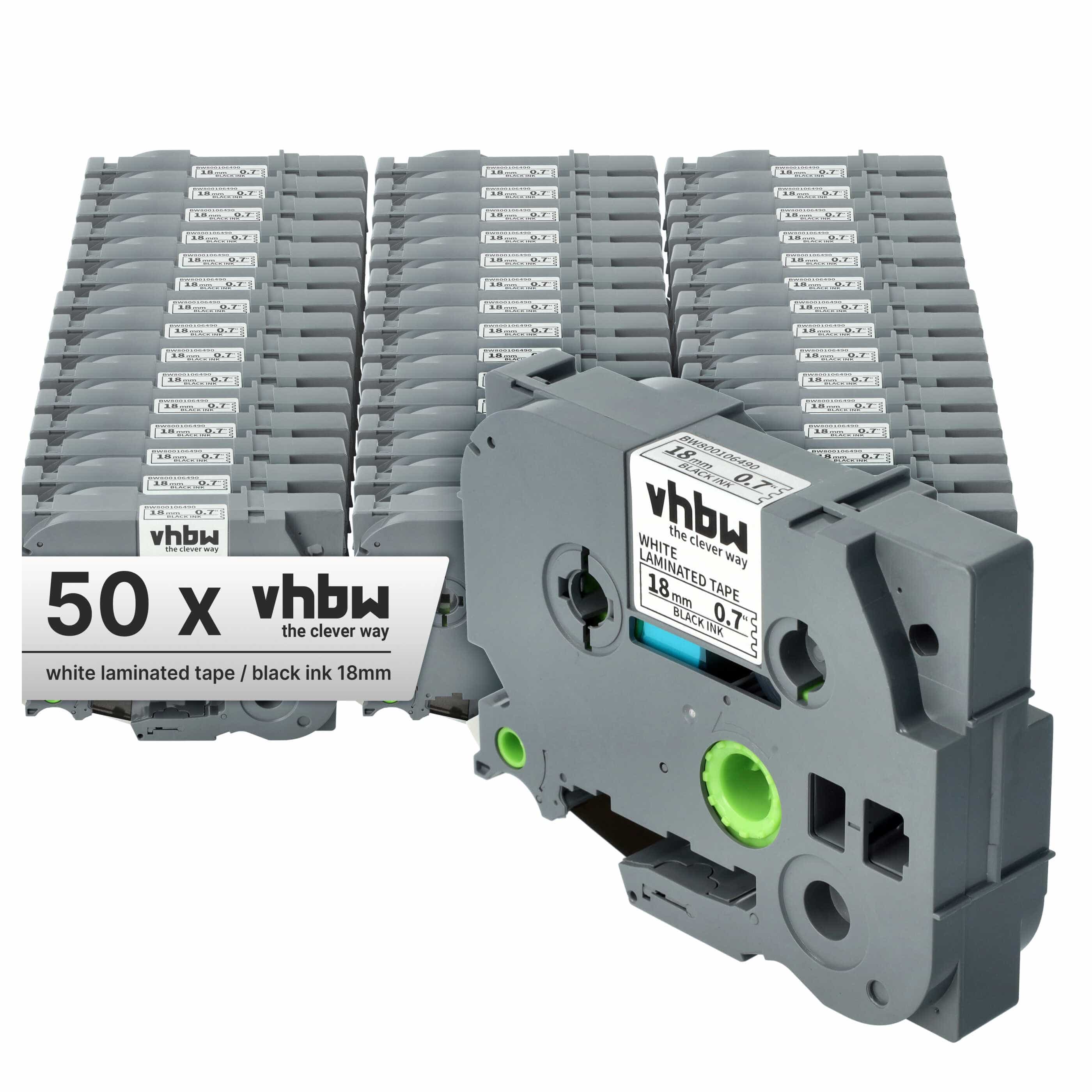 50x Label Tape replaces Brother TZE-241, TZ-241 - 18 mm Black to White