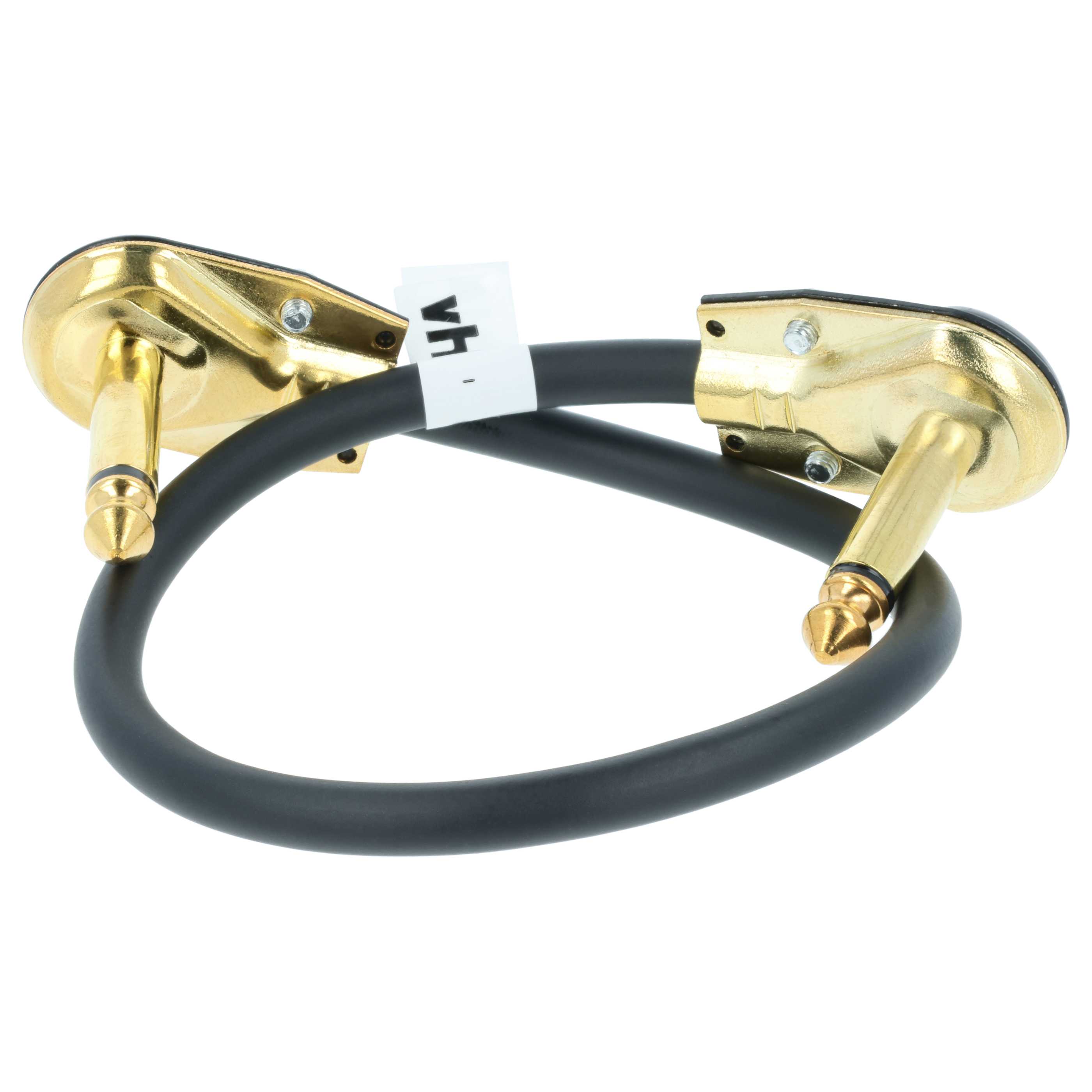 Câble de patch avec prise 6,35 mm pour pédale d'effet - Câble de guitare, 30 cm, plat, or / noir