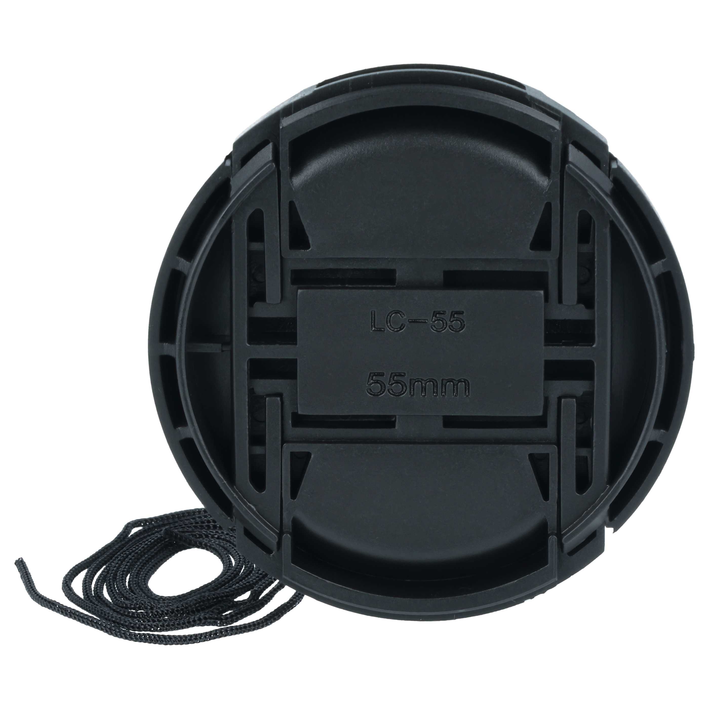 Bouchon d'objectif 55 mm - Prise centrée, plastique, noir