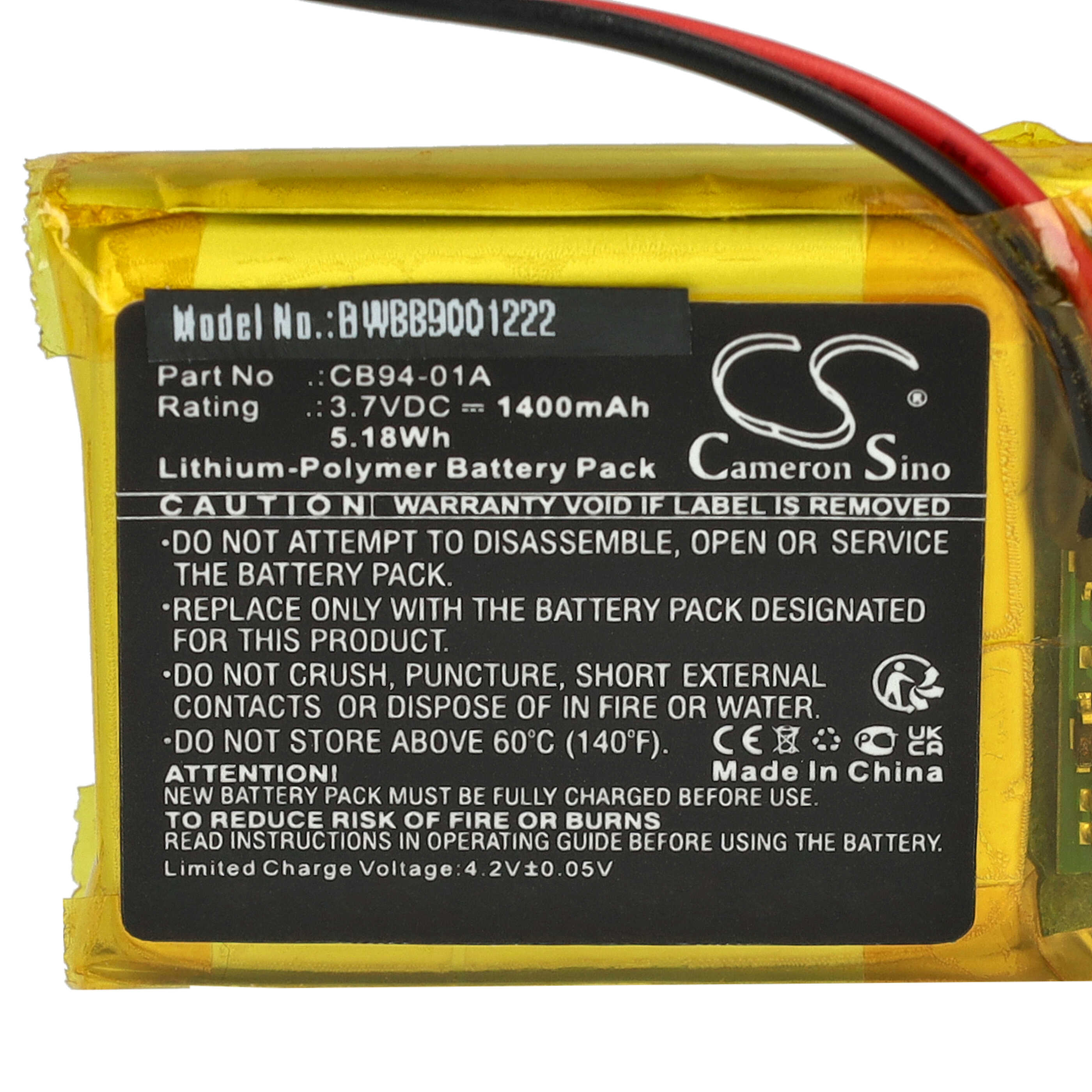 Baby Monitor Battery replaces Motorola CB94-01A - 1400 mAh 3.7 V Li-polymer
