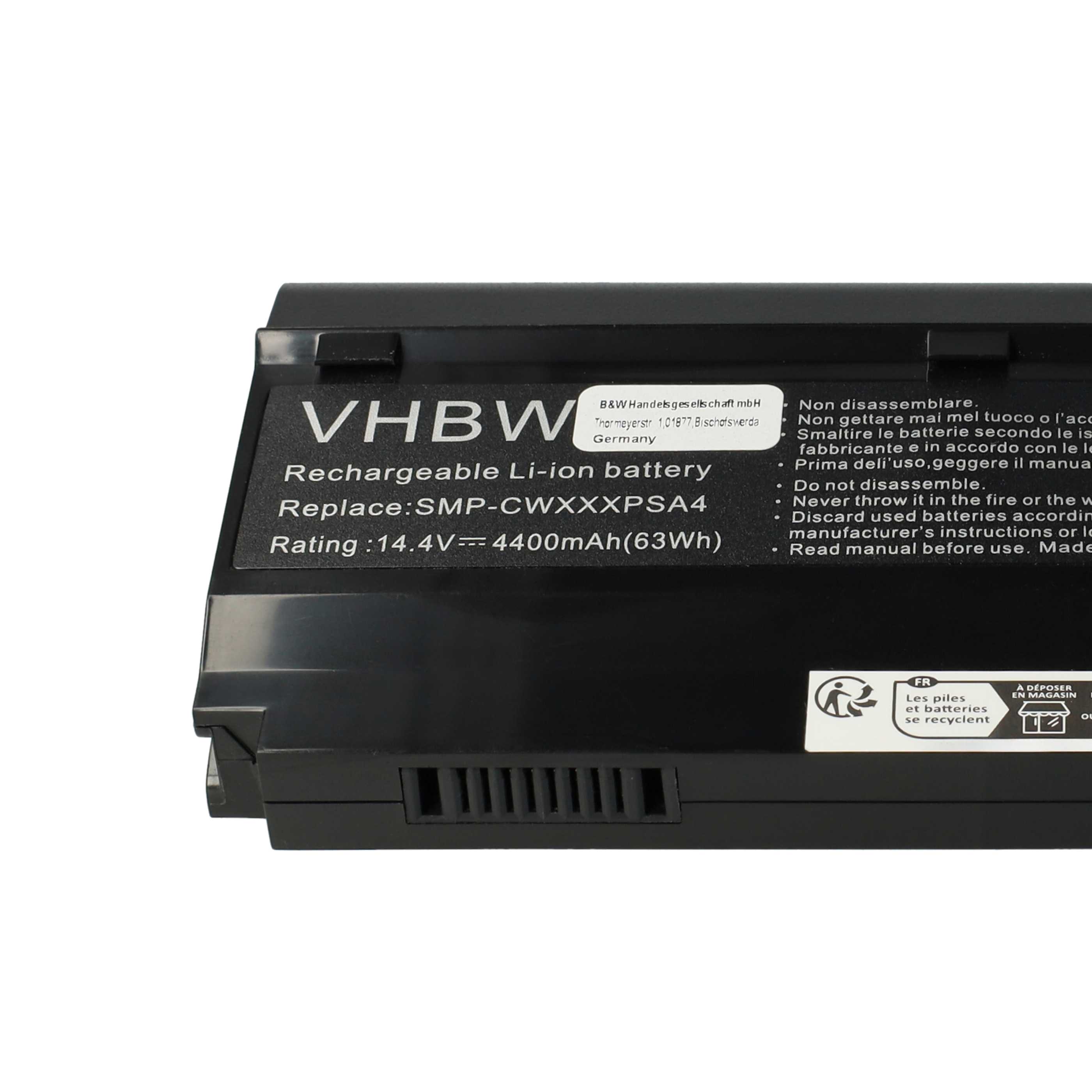 Batería reemplaza Fujitsu Siemens DPK-CWXXXSYA4 para notebook Fujitsu Siemens - 4400 mAh 14,4 V Li-Ion negro