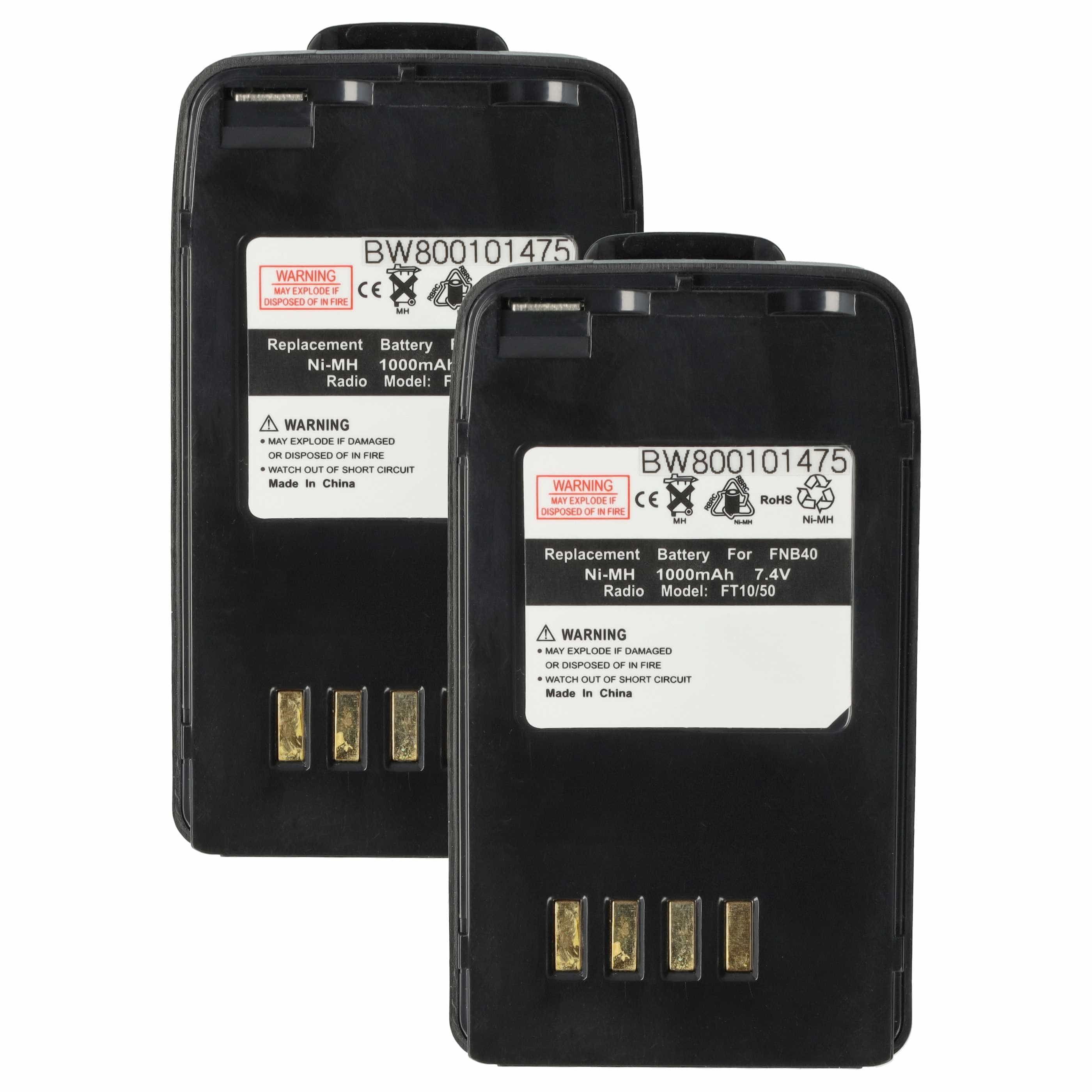 Radio 2x Battery replaces FNB-41, FNB-40 - 1000 mAh 7.4 V NiMH + Belt Clip