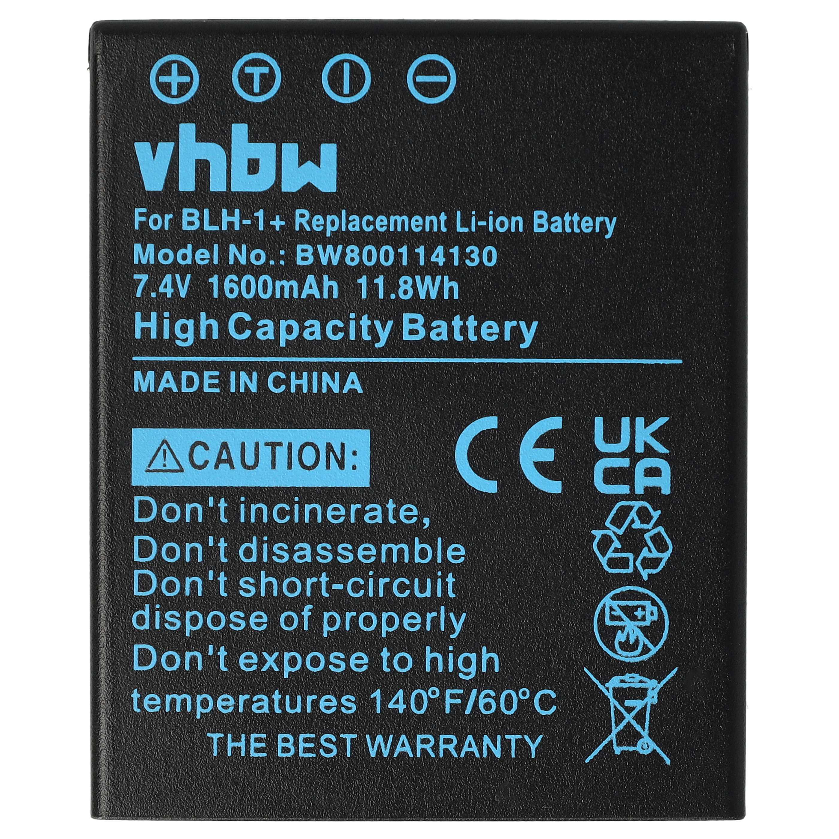 Battery replaces Olympus BLH-1 - 1600mAh, 7.4V, Li-Ion