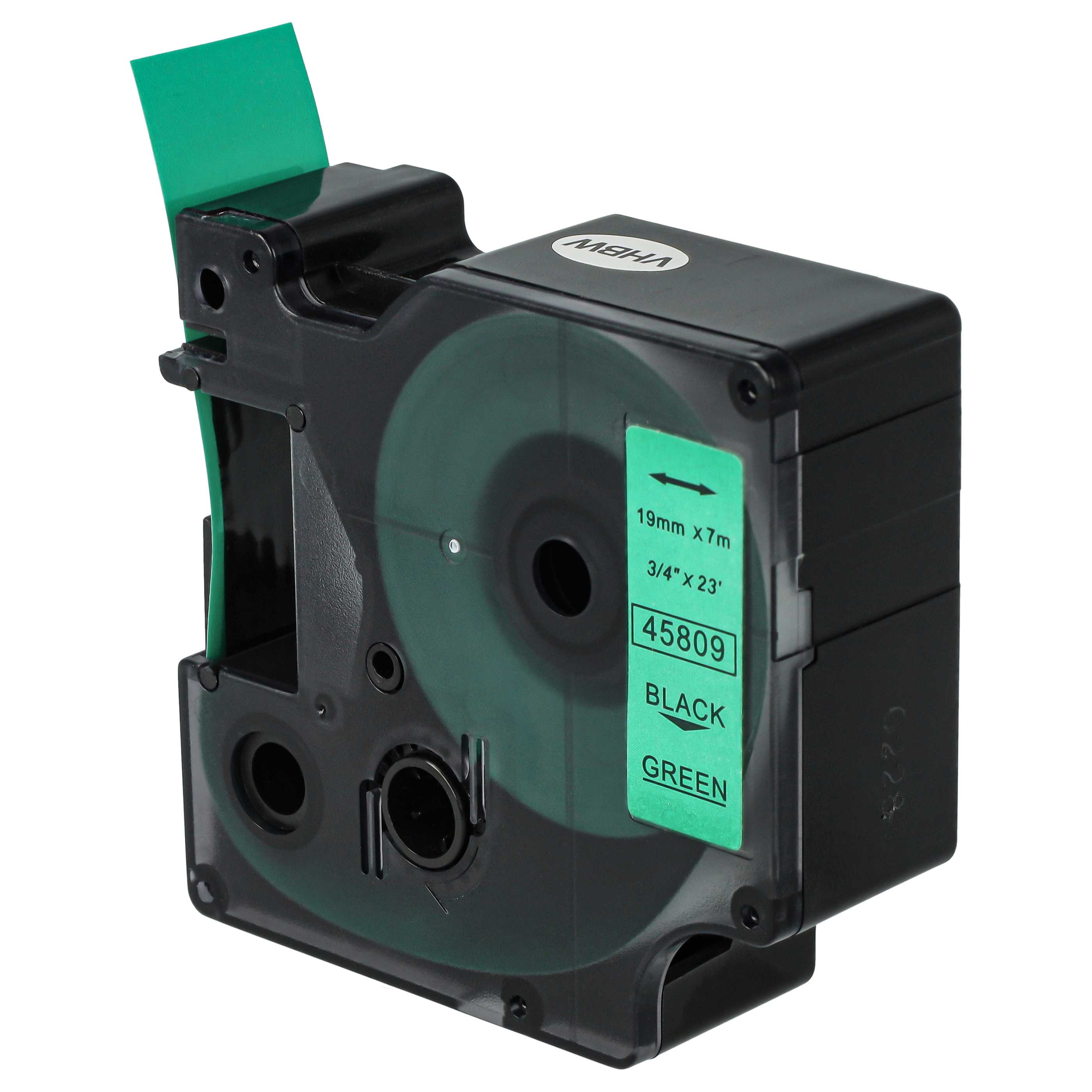 Label Tape replaces Dymo 45809, D1 - 19 mm Black to Green