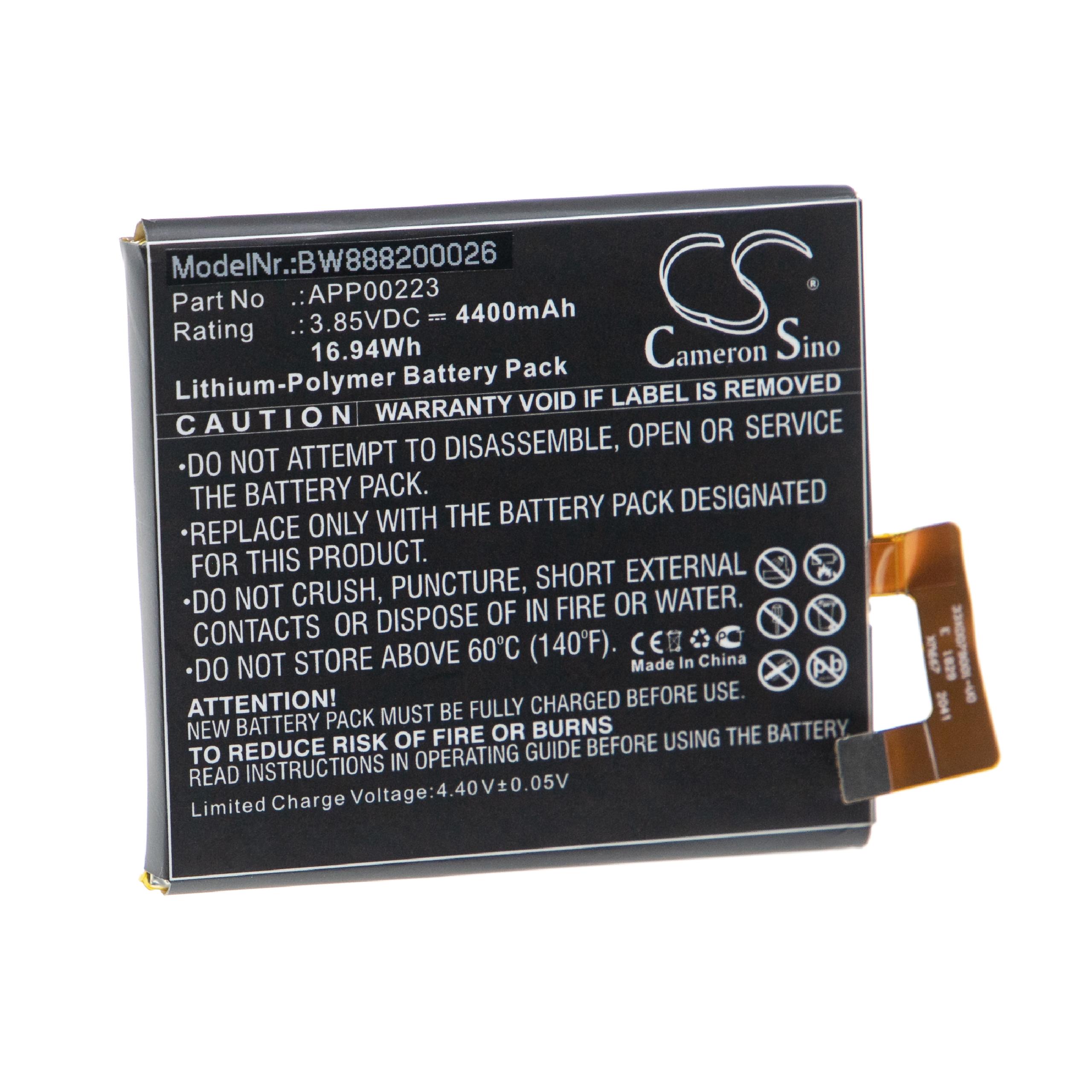Batterie remplace CAT APP00223 pour téléphone portable - 4400mAh, 3,85V, Li-polymère