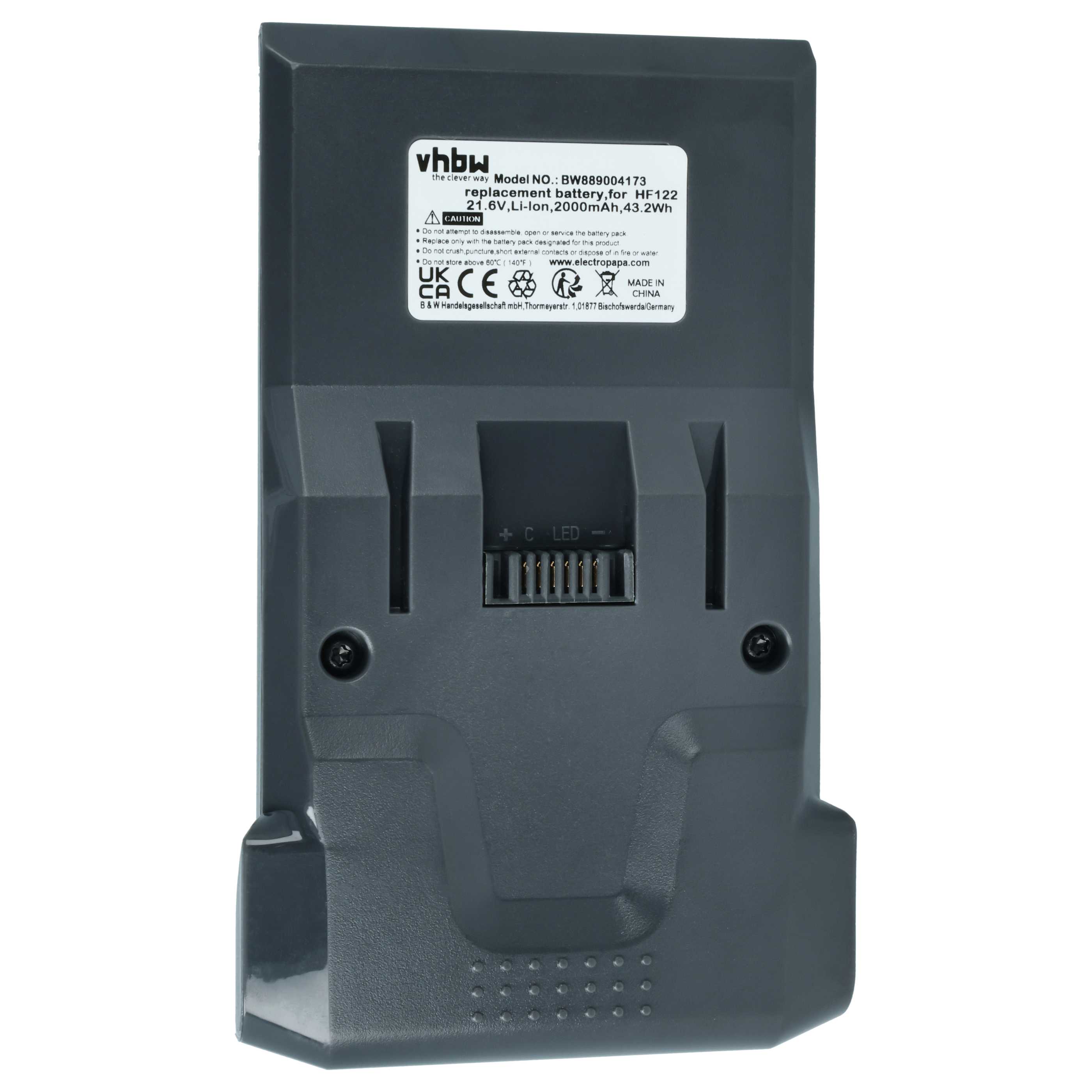 Akku als Ersatz für Hoover B012, 35602208 für Hoover - 2 Ah 21,6V Li-Ion, grau